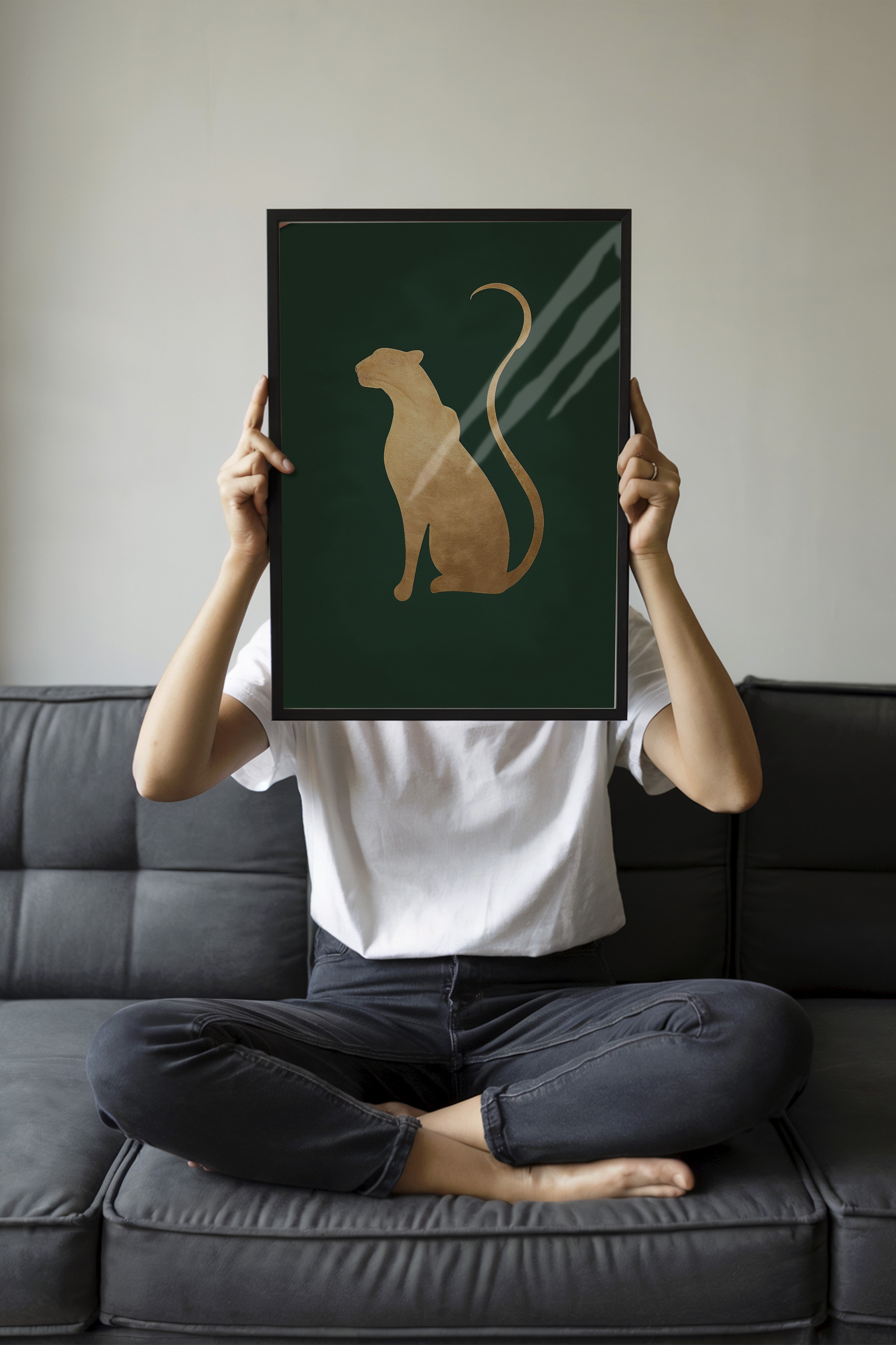 Duvar Tablosu, Siyah Çerçeveli Tablo ve Poster, Ritüel Serisi, Leopar Tablo, NO:115222