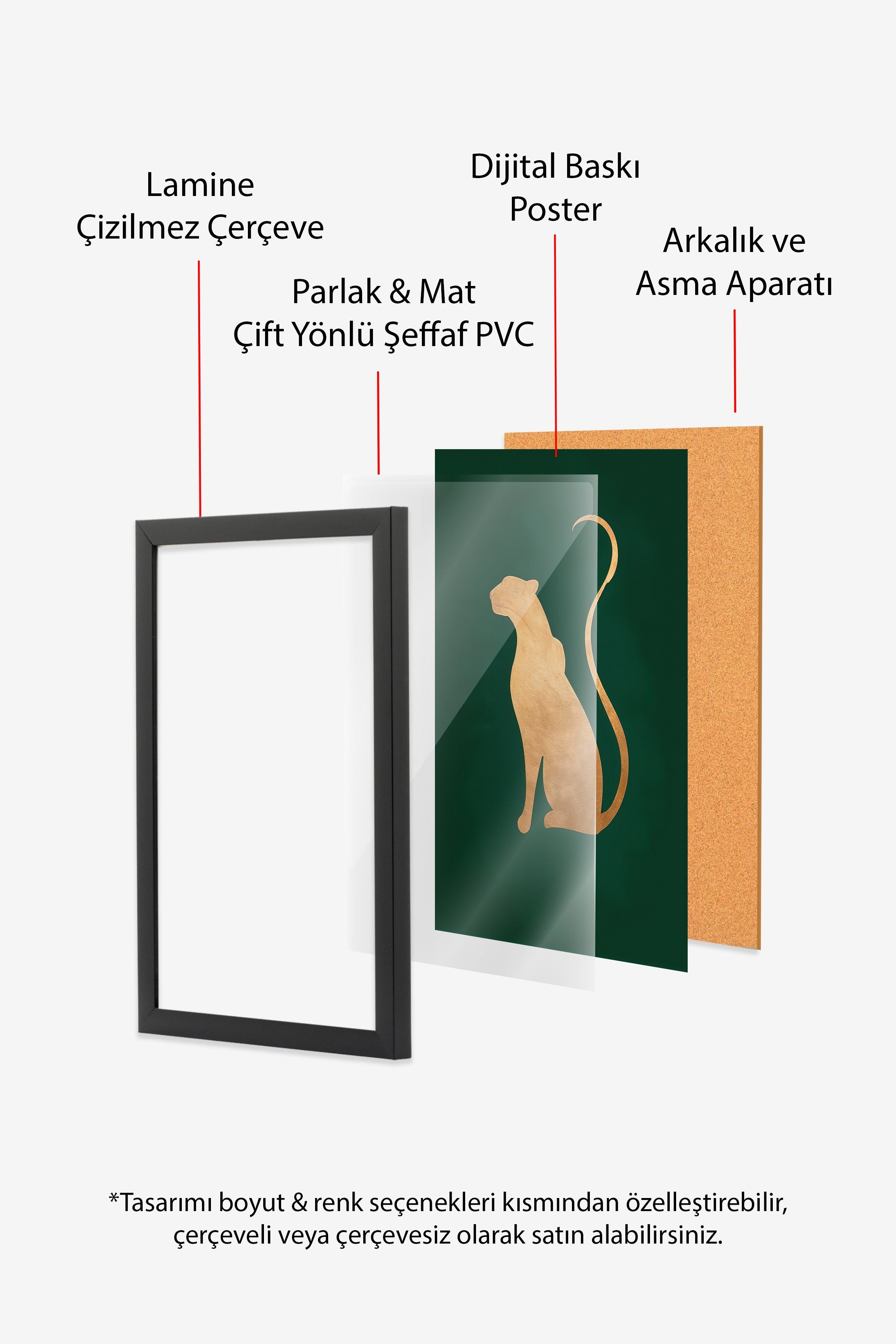 Duvar Tablosu, Siyah Çerçeveli Tablo ve Poster, Ritüel Serisi, Leopar Tablo, NO:115222