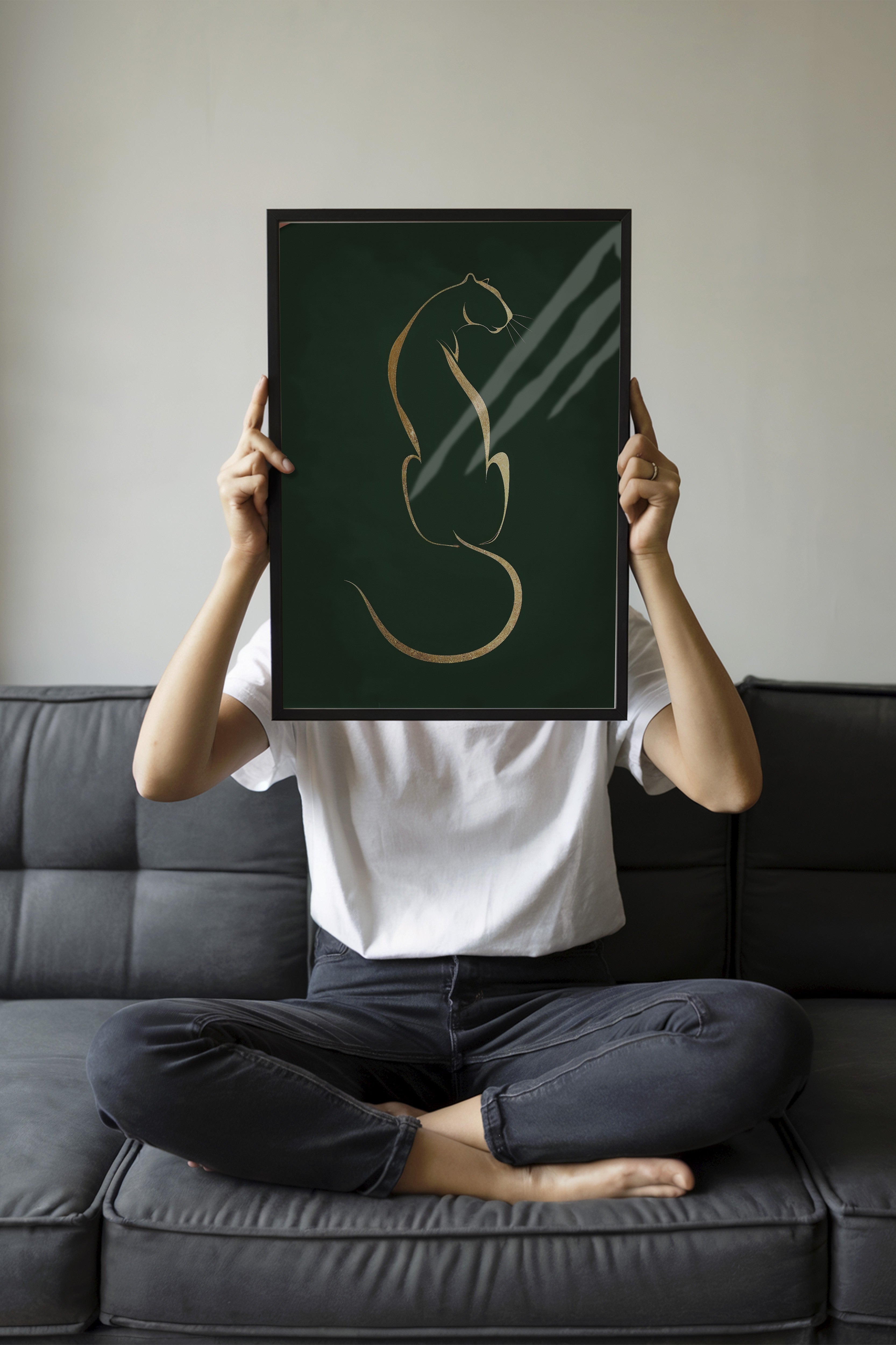 Duvar Tablosu, Siyah Çerçeveli Tablo ve Poster, Ritüel Serisi, Leopar Tablo, NO:115223