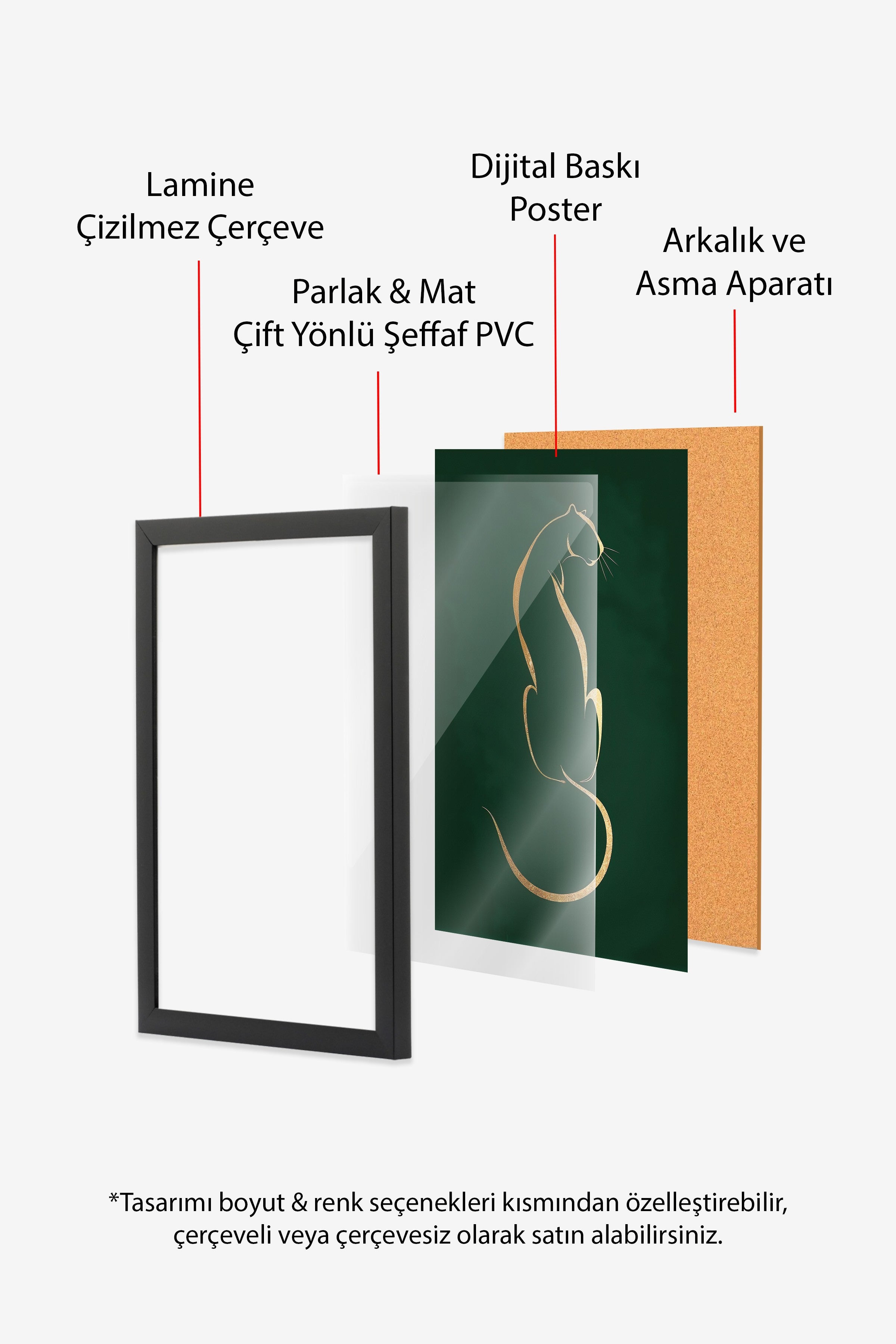 Duvar Tablosu, Siyah Çerçeveli Tablo ve Poster, Ritüel Serisi, Leopar Tablo, NO:115223