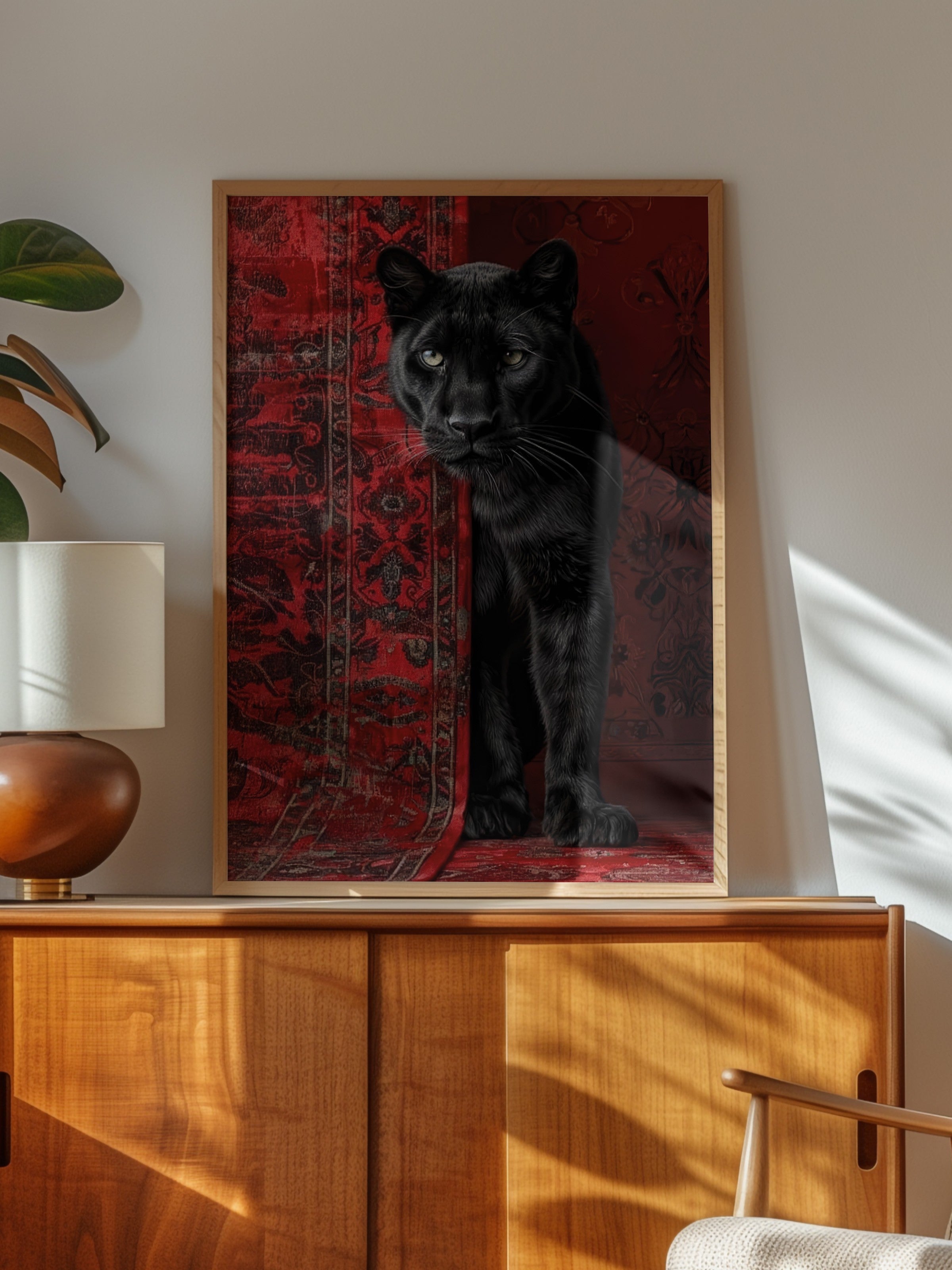 Duvar Tablosu, Ahşap Çerçeveli Tablo ve Poster, Ritüel Serisi, Leopar Tablo, NO:115238