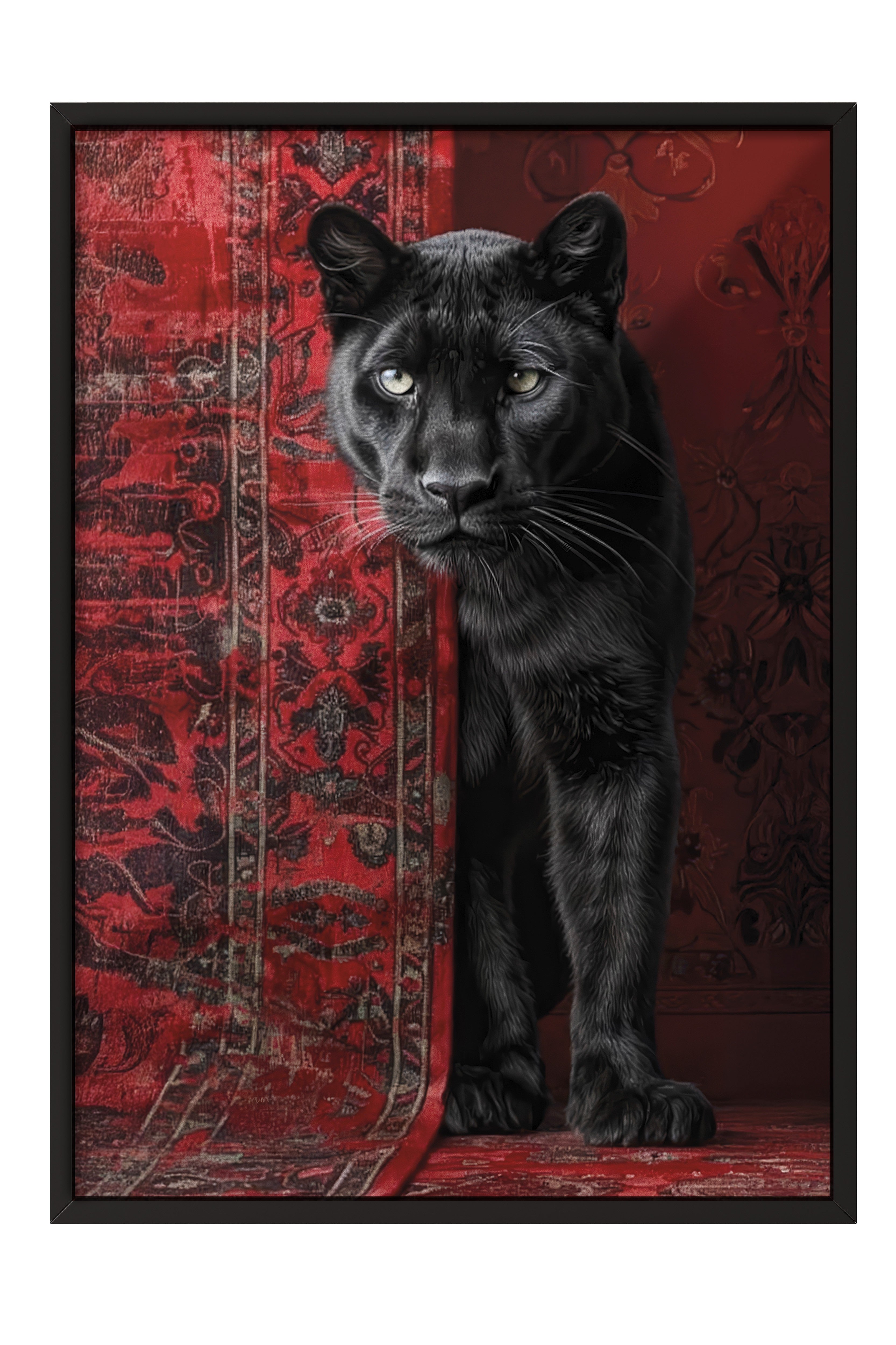 Duvar Tablosu, Siyah Çerçeveli Tablo ve Poster, Ritüel Serisi, Leopar Tablo, NO:115238