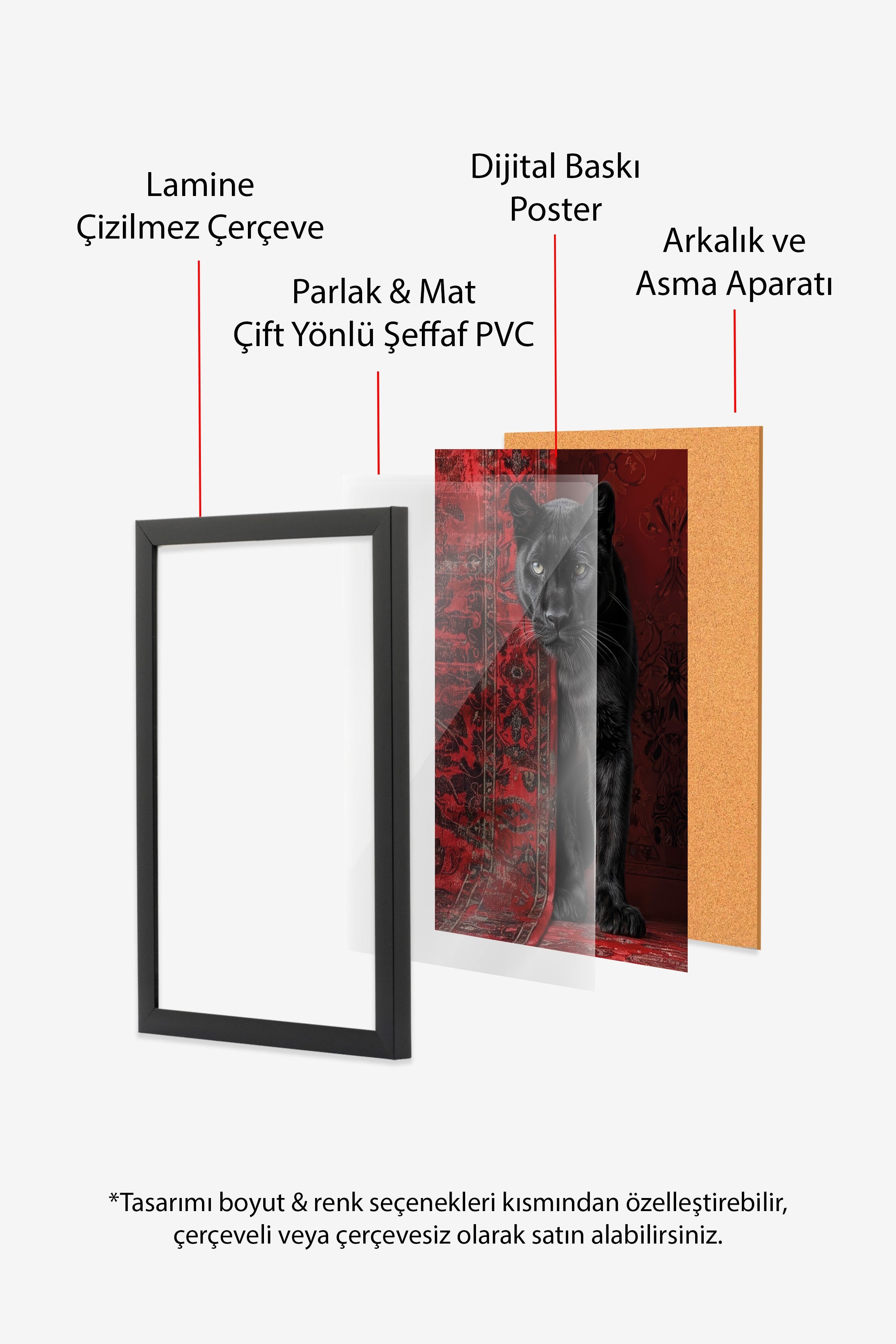 Duvar Tablosu, Siyah Çerçeveli Tablo ve Poster, Ritüel Serisi, Leopar Tablo, NO:115238