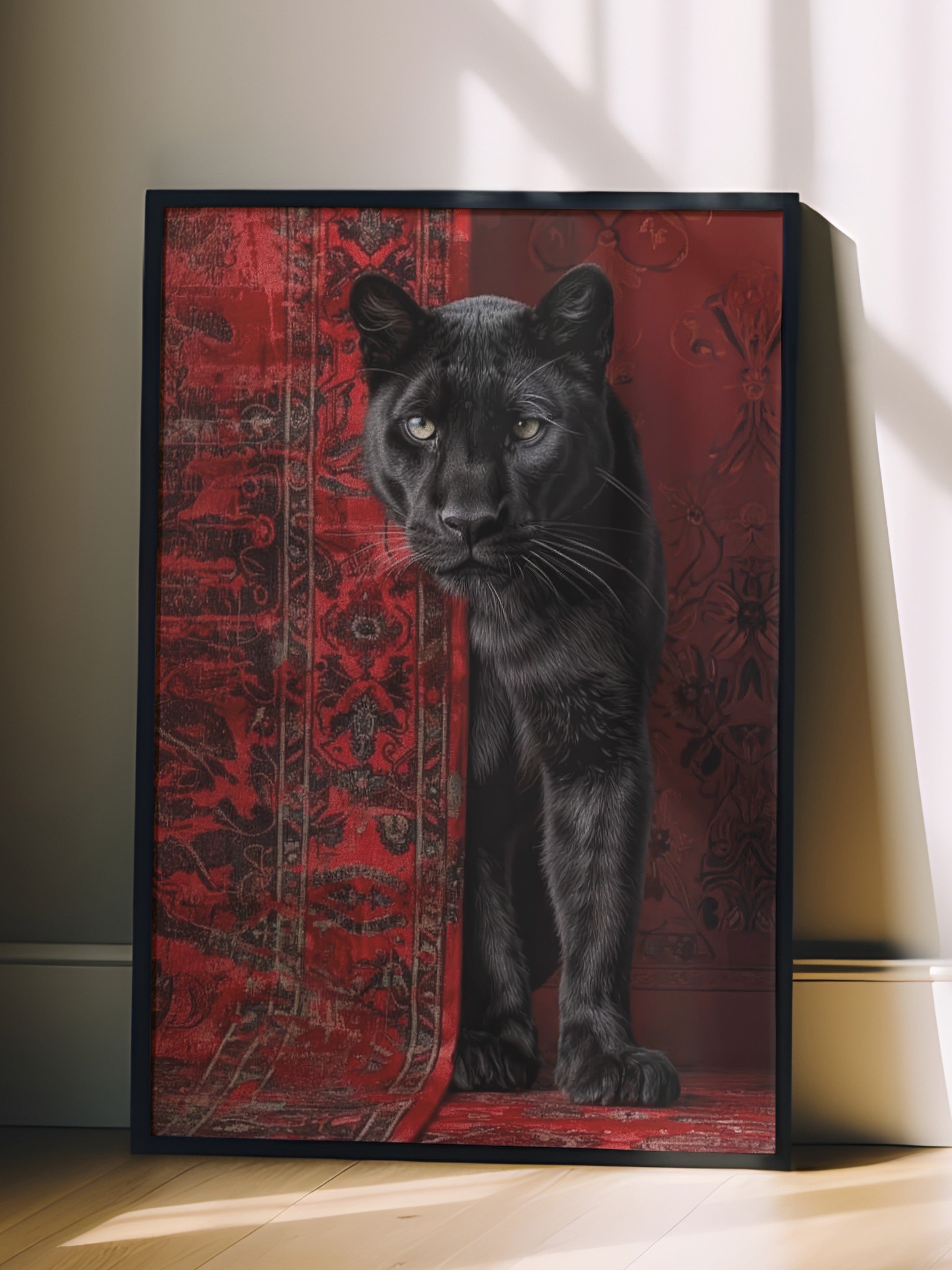 Duvar Tablosu, Siyah Çerçeveli Tablo ve Poster, Ritüel Serisi, Leopar Tablo, NO:115238