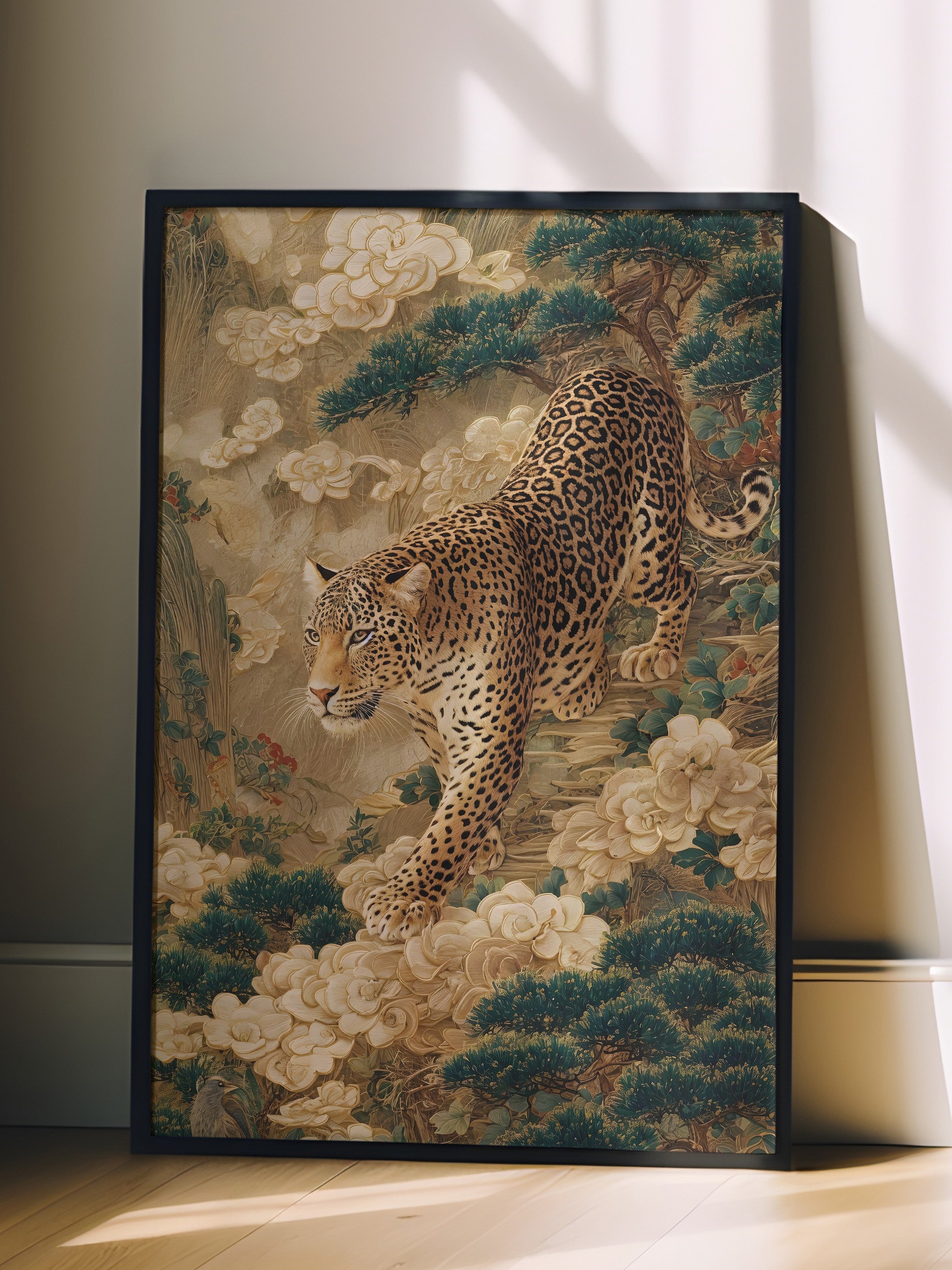 Duvar Tablosu, Siyah Çerçeveli Tablo ve Poster, Ritüel Serisi, Leopar Tablo, NO:115251