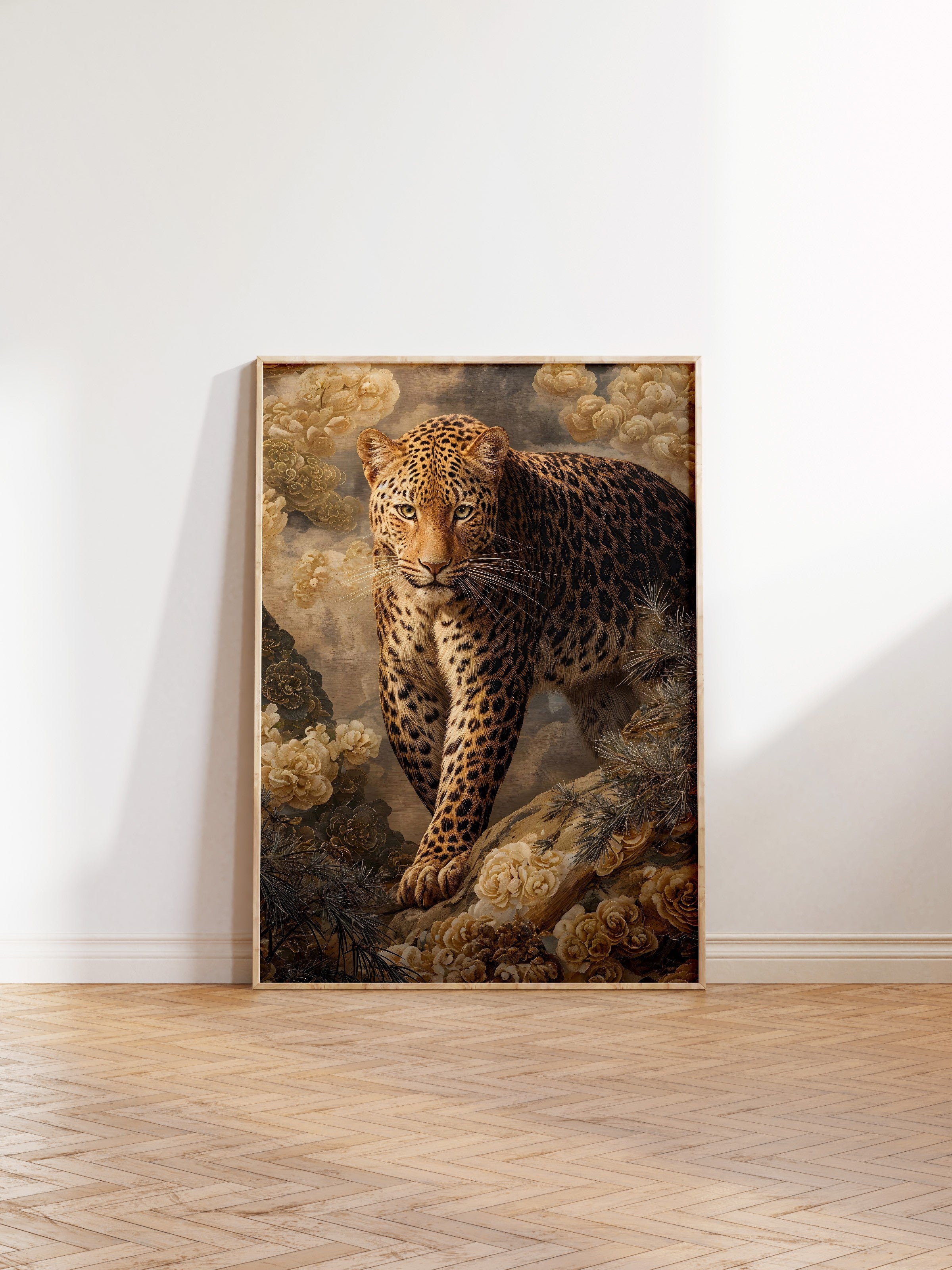 Duvar Tablosu, Ahşap Çerçeveli Tablo ve Poster, Ritüel Serisi, Leopar Tablo, NO:115254