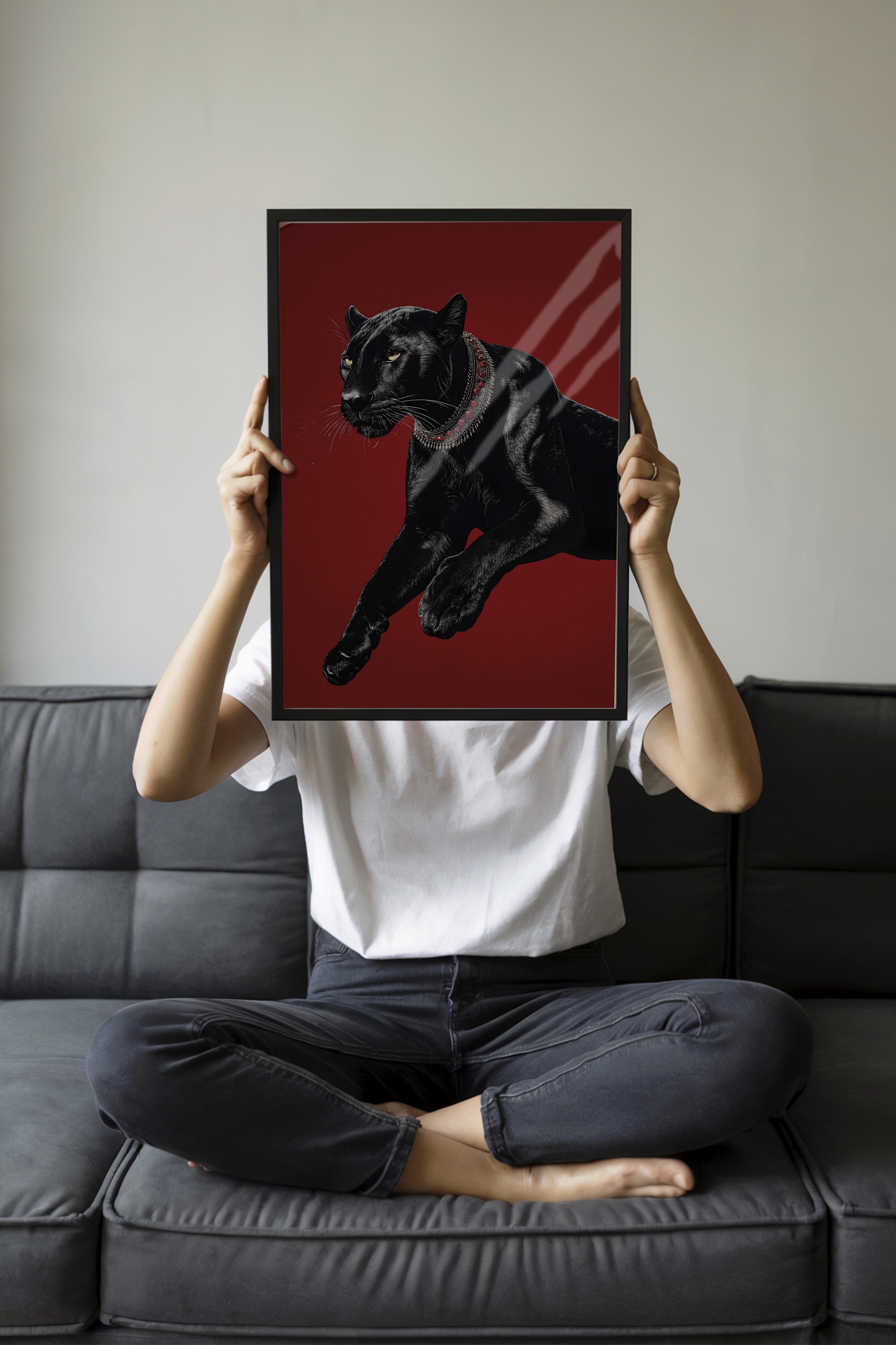 Duvar Tablosu, Siyah Çerçeveli Tablo ve Poster, Ritüel Serisi, Leopar Tablo, NO:115261