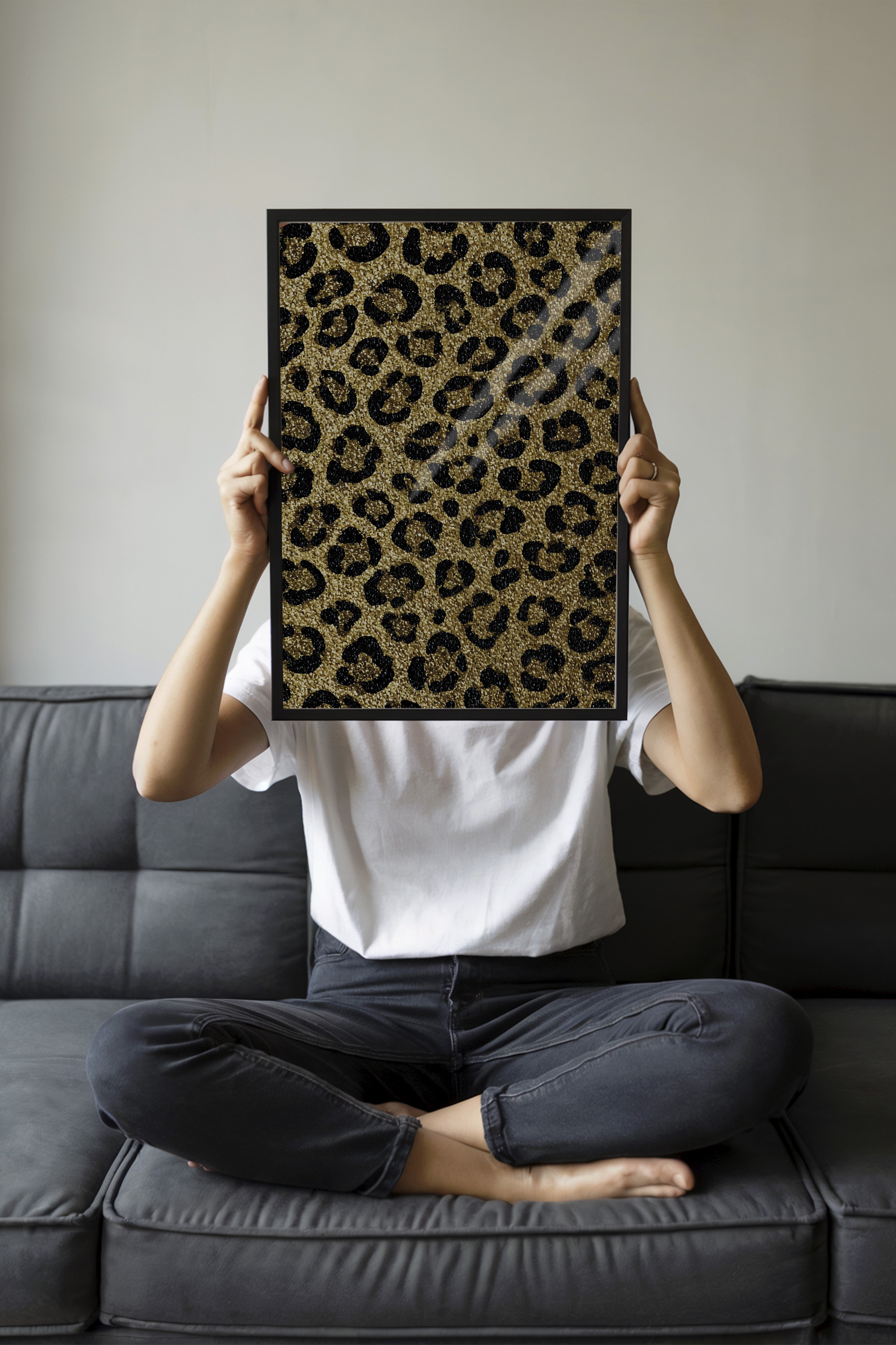 Duvar Tablosu, Siyah Çerçeveli Tablo ve Poster, Ritüel Serisi, Leopar Tablo, NO:115266