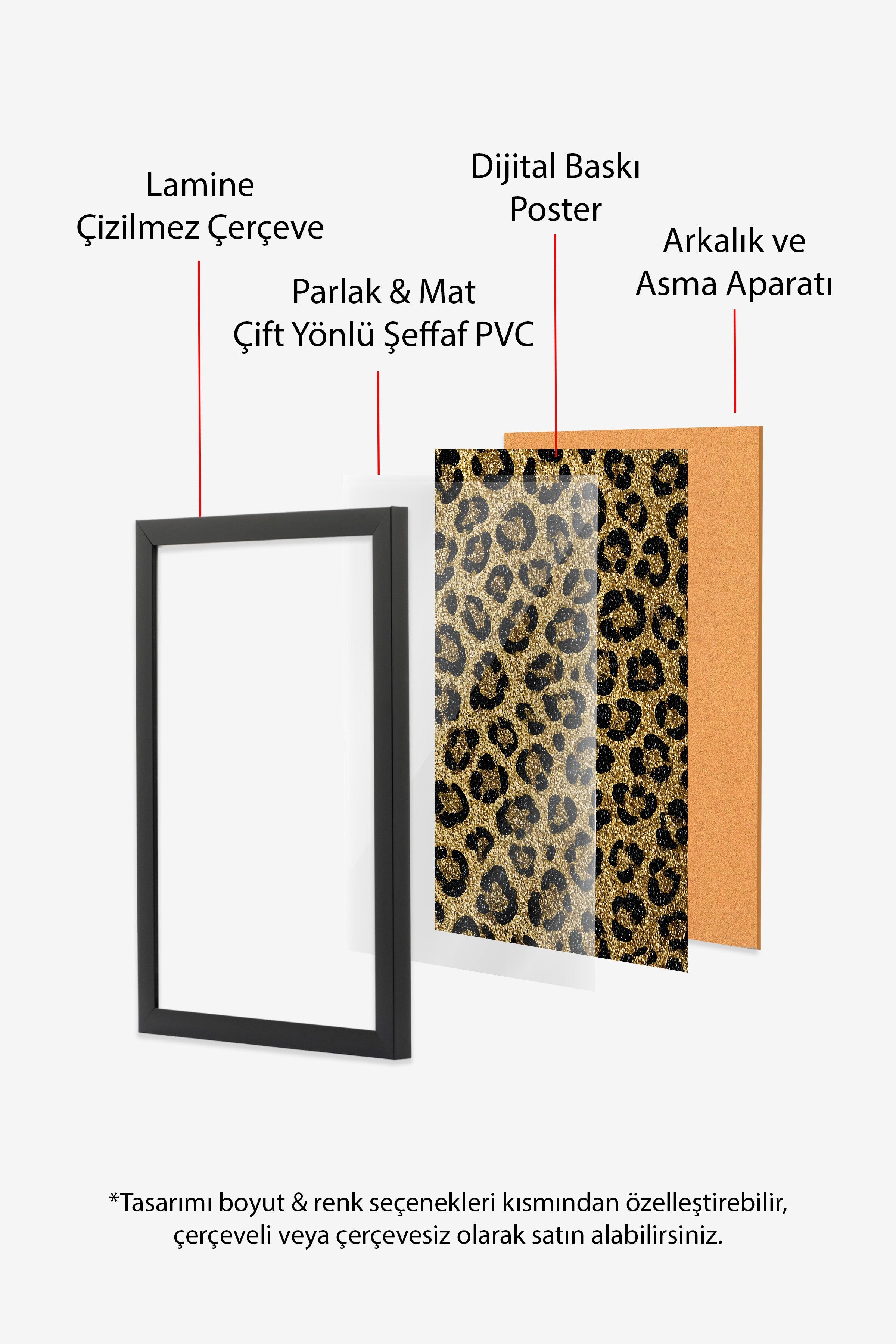Duvar Tablosu, Siyah Çerçeveli Tablo ve Poster, Ritüel Serisi, Leopar Tablo, NO:115266