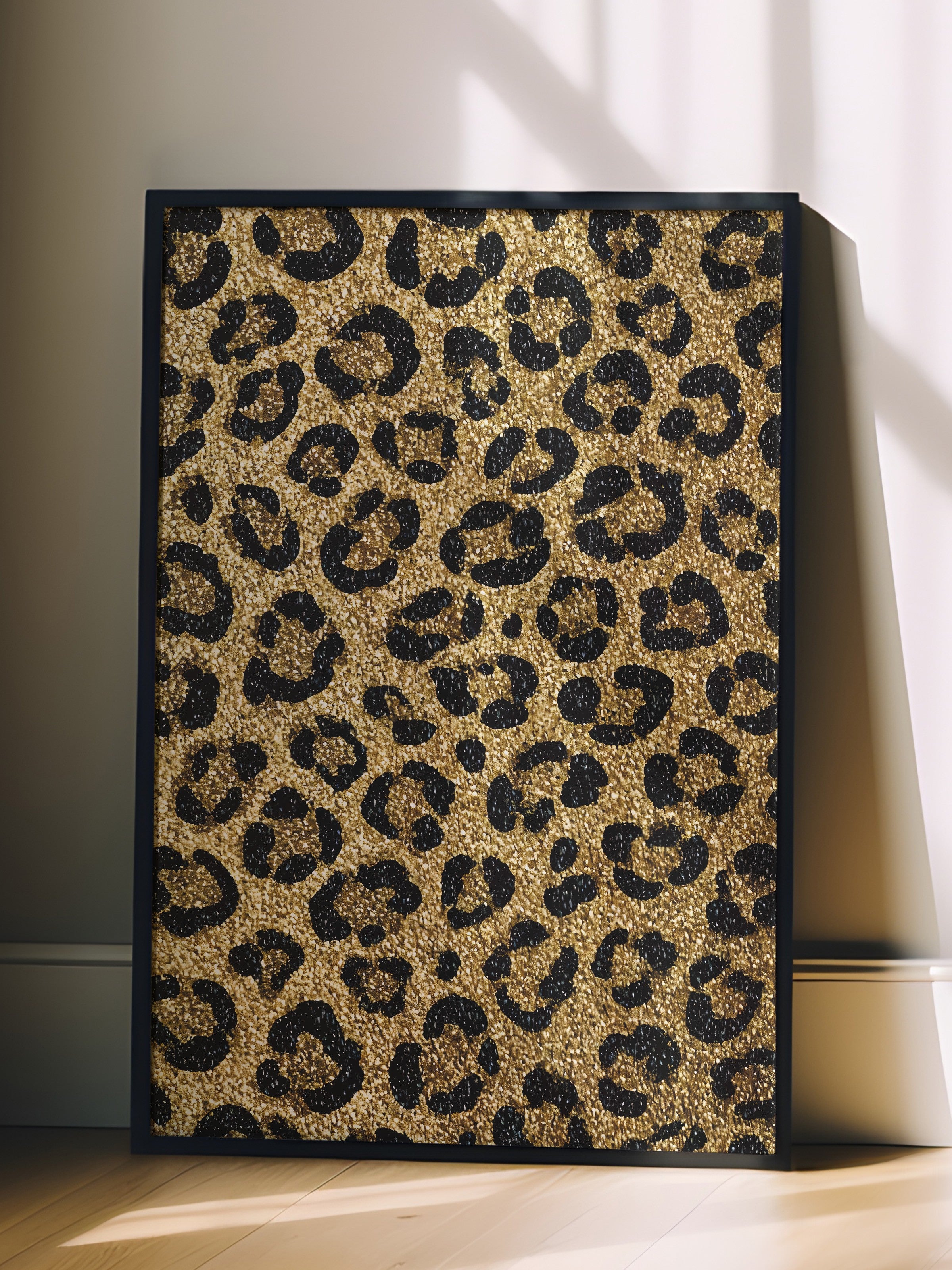Duvar Tablosu, Siyah Çerçeveli Tablo ve Poster, Ritüel Serisi, Leopar Tablo, NO:115266