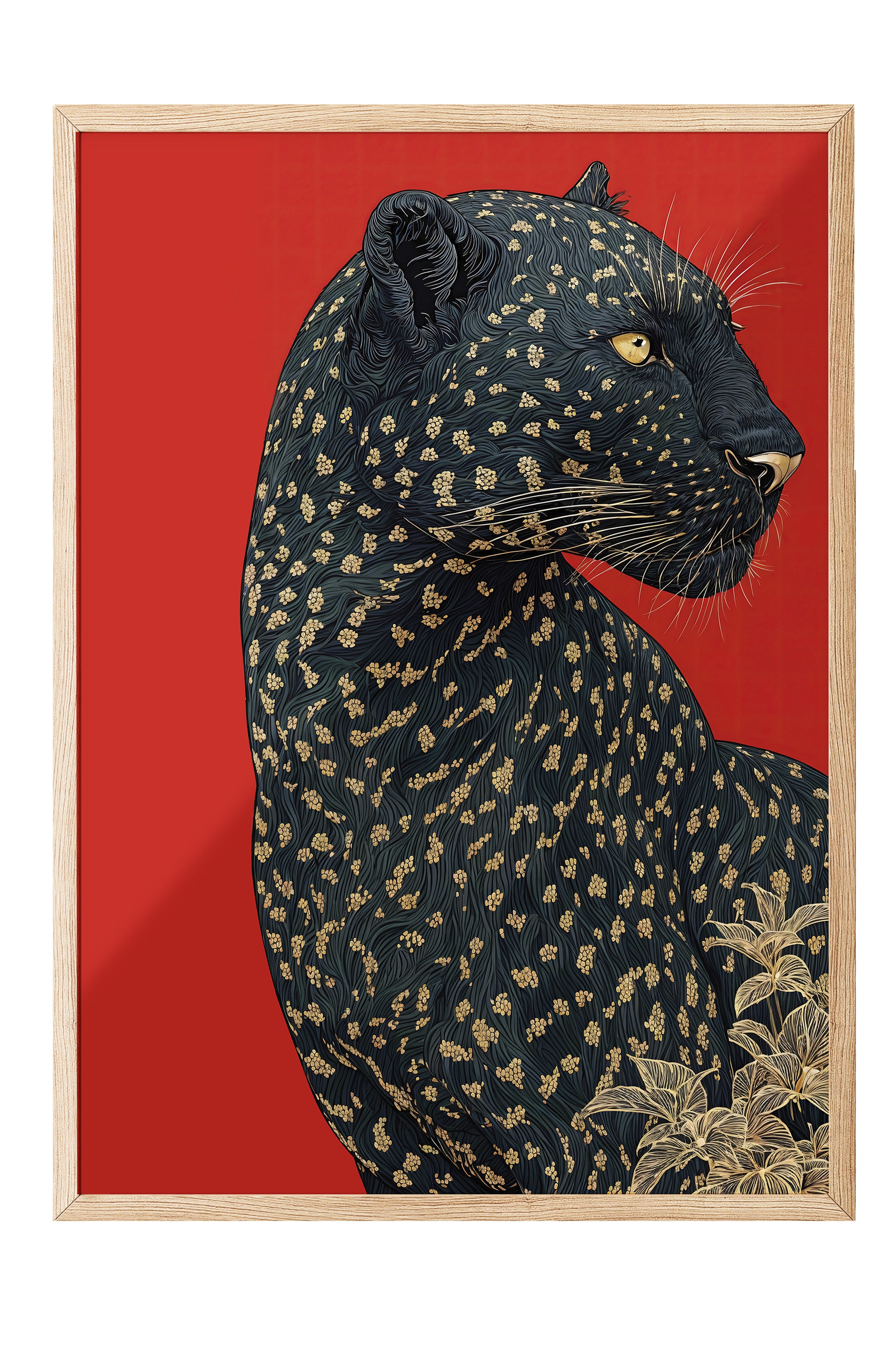 Duvar Tablosu, Ahşap Çerçeveli Tablo ve Poster, Ritüel Serisi, Leopar Tablo, NO:115272