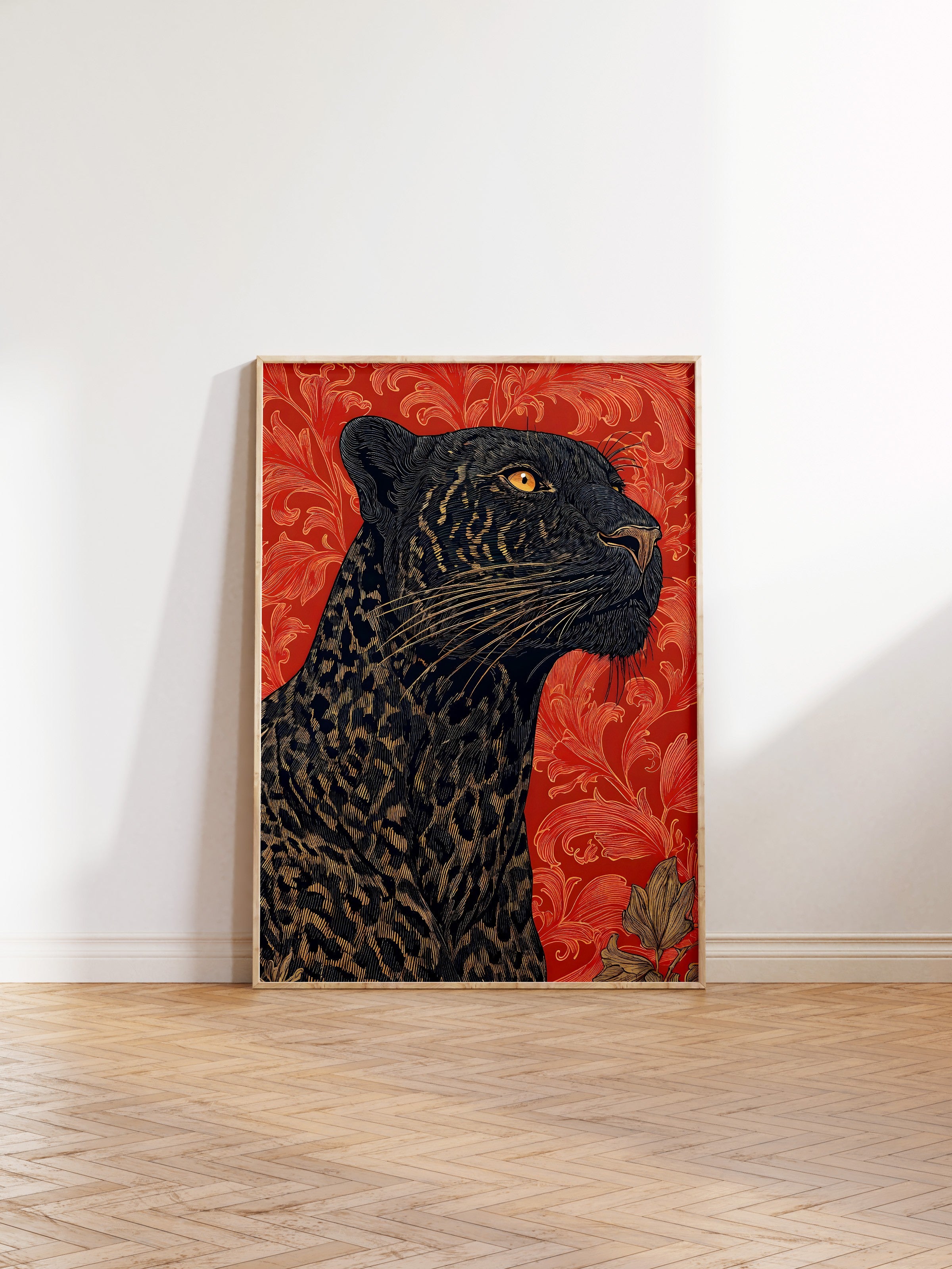 Duvar Tablosu, Ahşap Çerçeveli Tablo ve Poster, Ritüel Serisi, Leopar Tablo, NO:115274