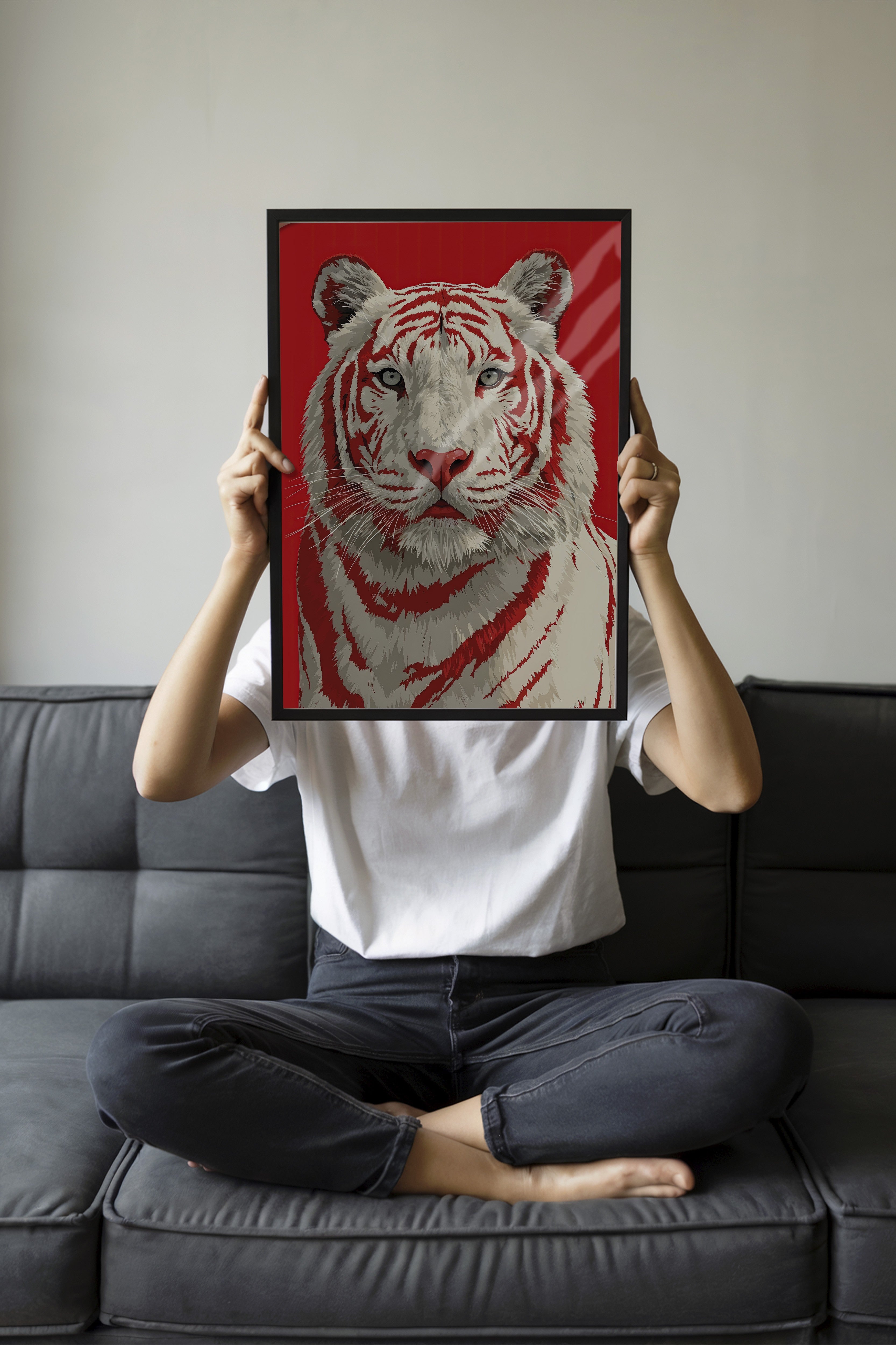 Duvar Tablosu, Siyah Çerçeveli Tablo ve Poster, Ritüel Serisi, Leopar Tablo, NO:115275