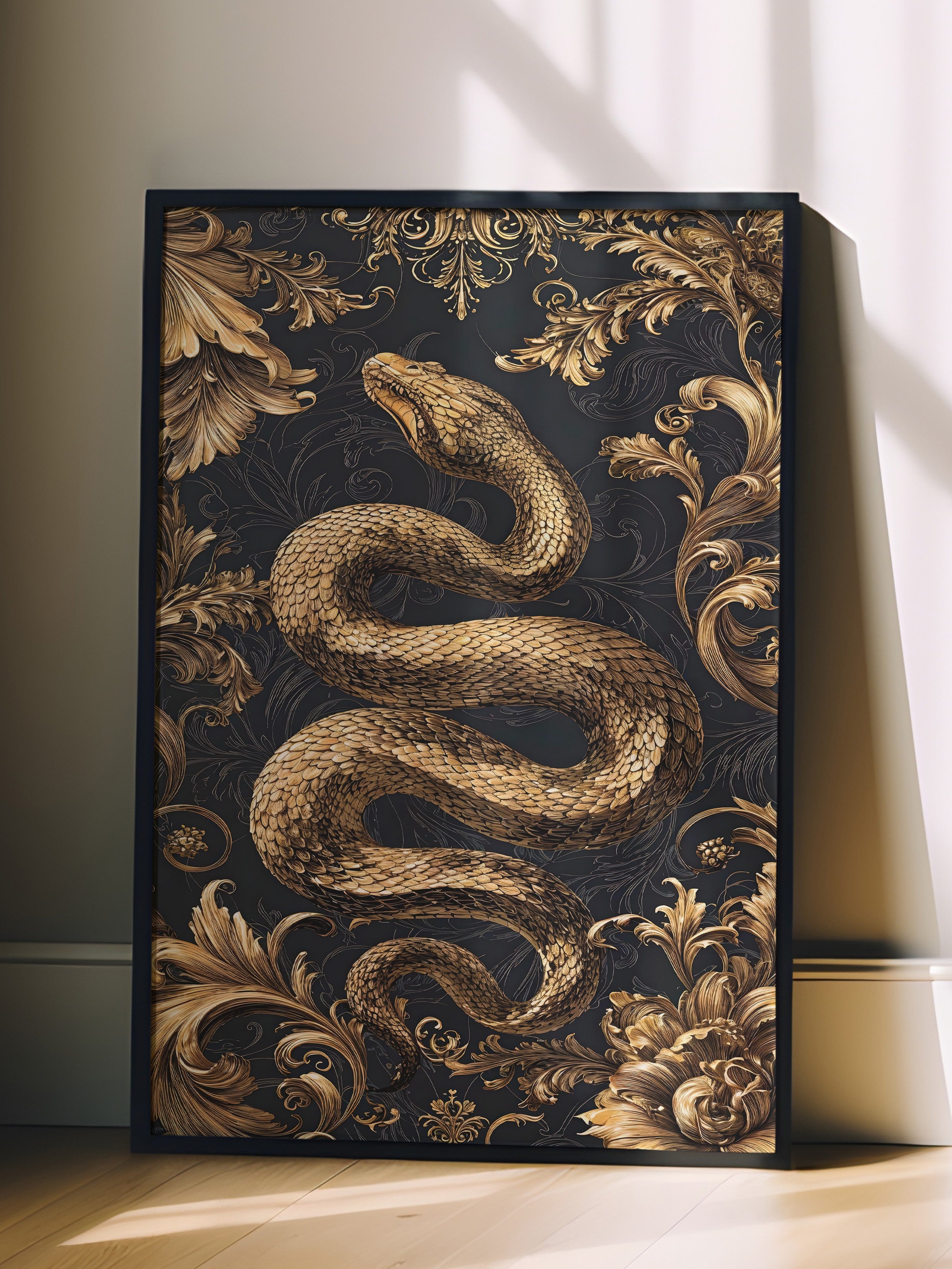 Duvar Tablosu, Siyah Çerçeveli Tablo ve Poster, Ritüel Serisi, Yılan Tablo, NO:115249