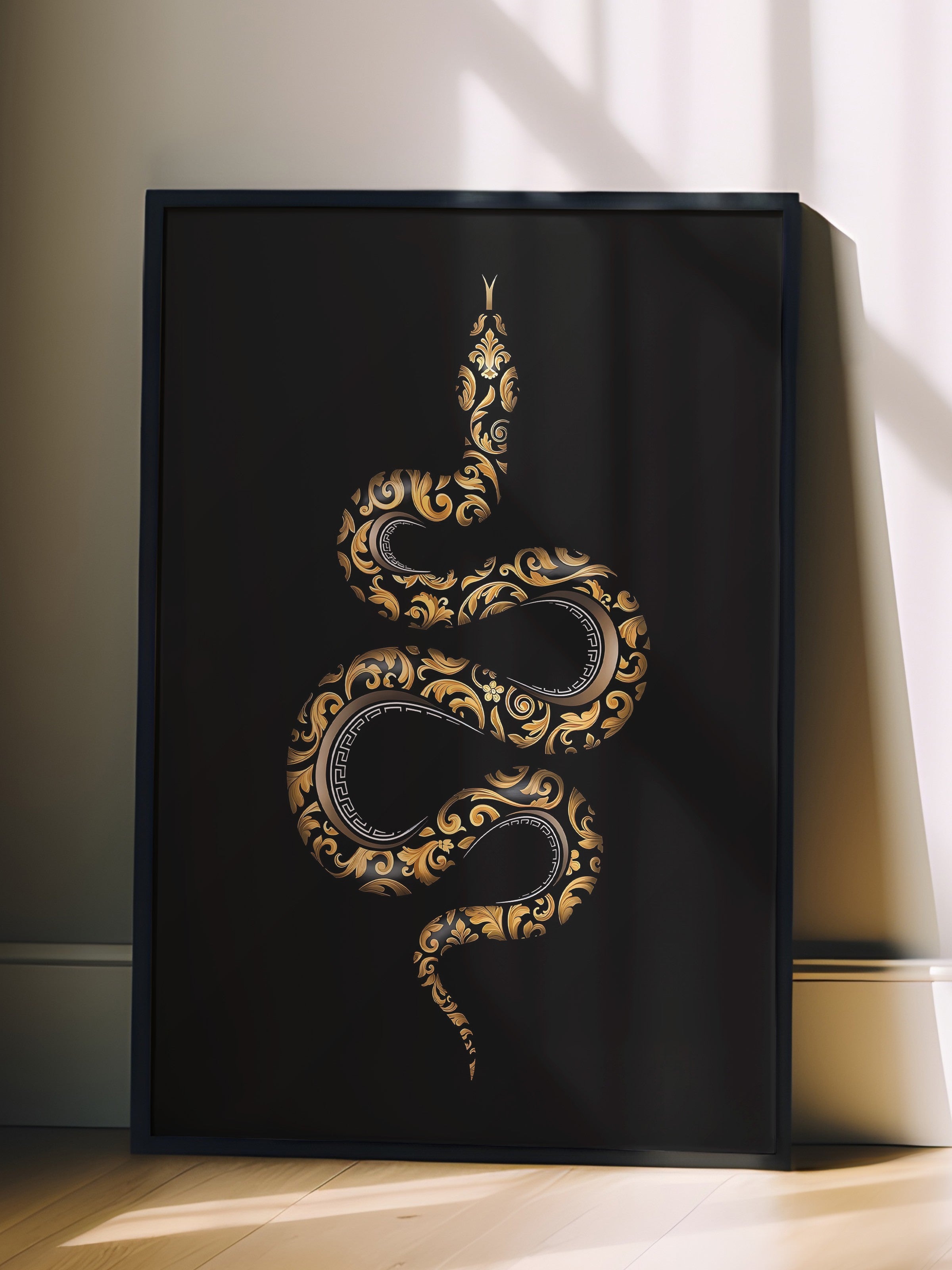 Duvar Tablosu, Siyah Çerçeveli Tablo ve Poster, Ritüel Serisi, Yılan Tablo, NO:115263