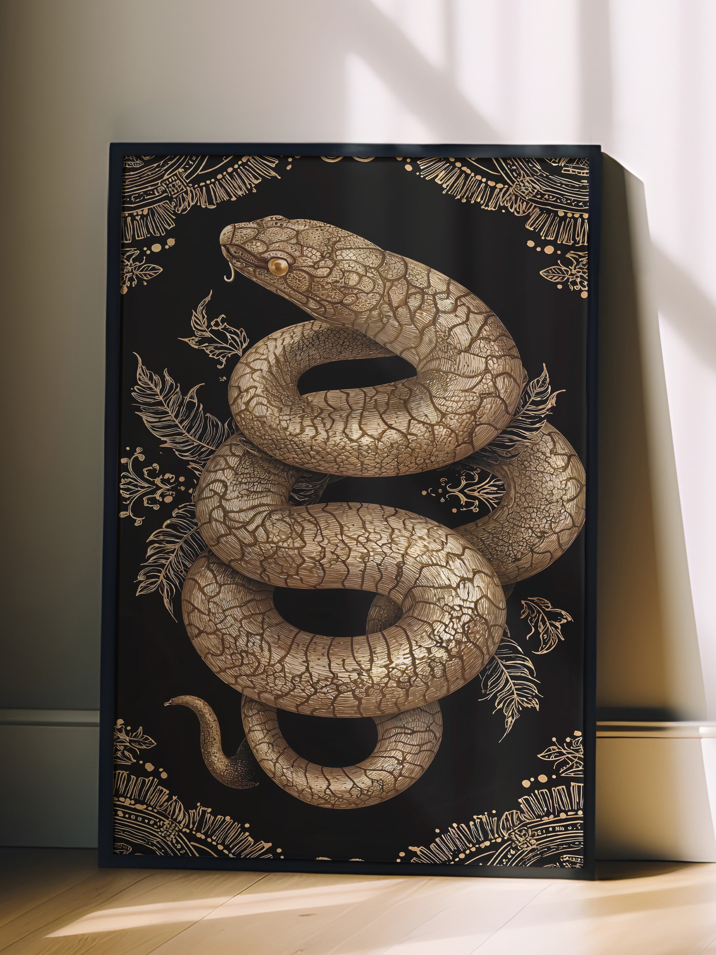 Duvar Tablosu, Siyah Çerçeveli Tablo ve Poster, Ritüel Serisi, Yılan Tablo, NO:115271