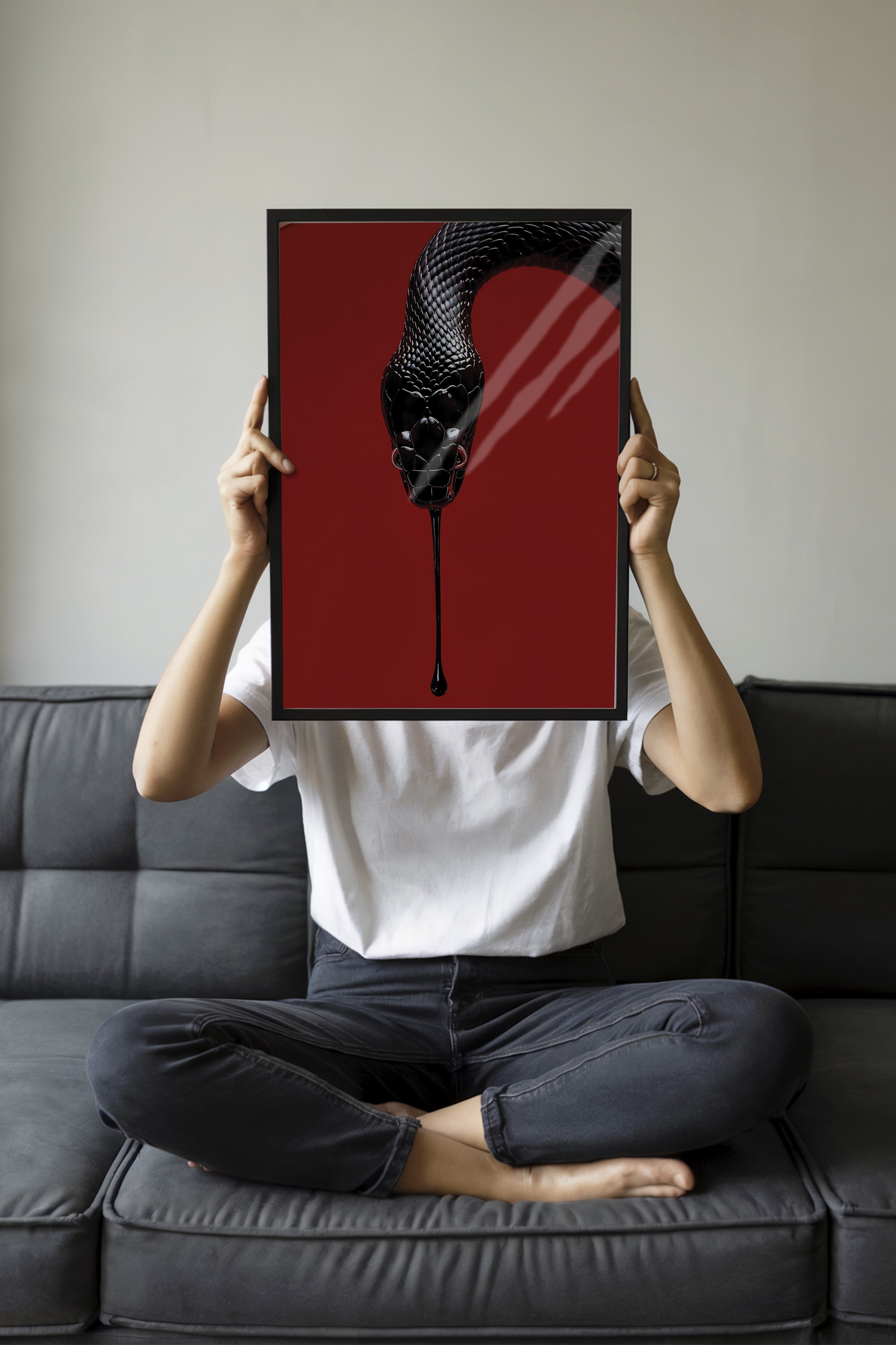 Duvar Tablosu, Siyah Çerçeveli Tablo ve Poster, Ritüel Serisi, Yılan Tablo, NO:115276