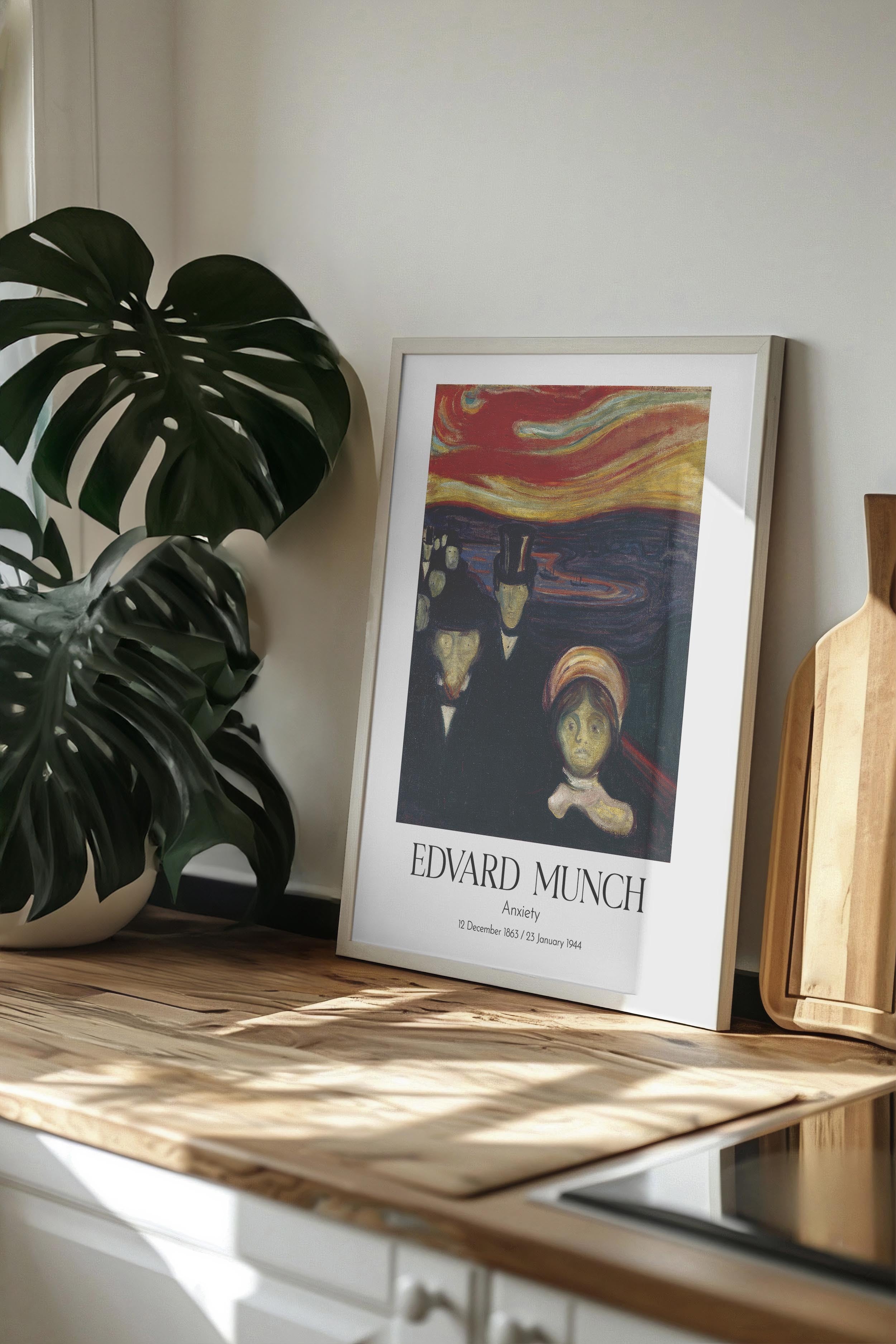 Edvard Munch - Anxiety, Beyaz Çerçeveli Tablo, Sanat Serisi NO:111705