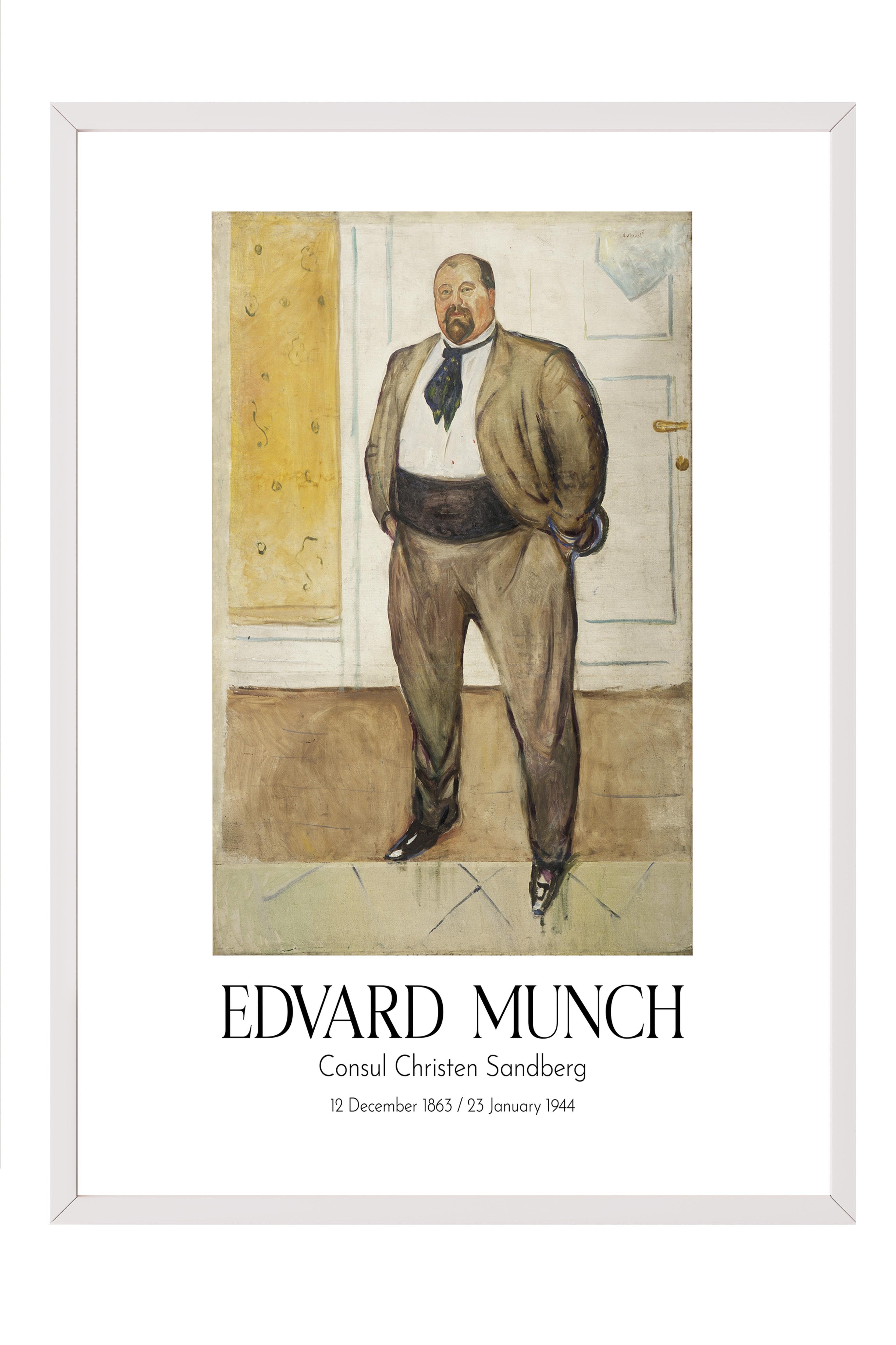 Edvard Munch - Consul Christen Sandberg, Beyaz Çerçeveli Tablo, Sanat Serisi NO:111708