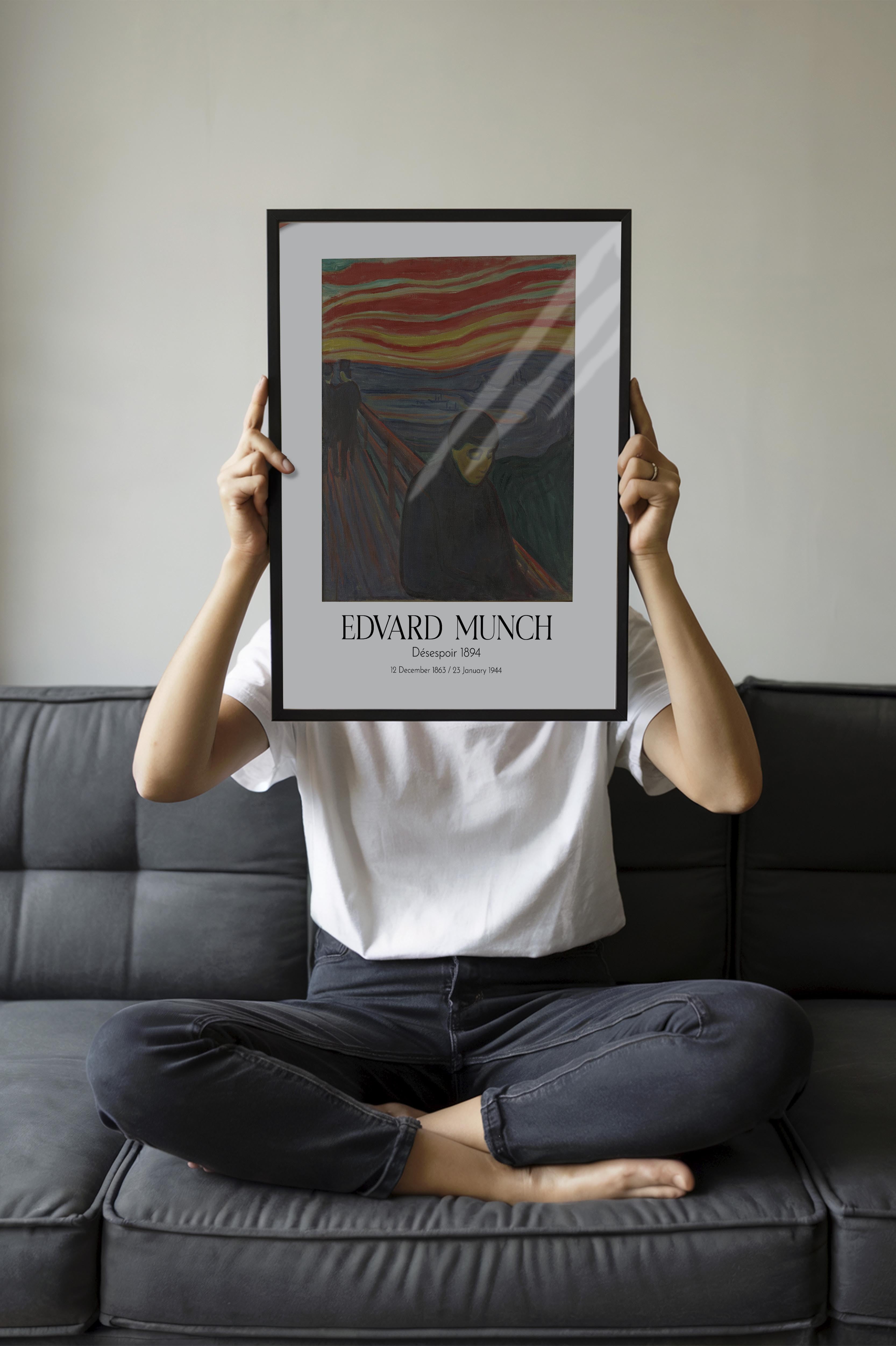 Edvard Munch - Désespoir 1894, Siyah Çerçeveli Tablo, Sanat Serisi NO:111710