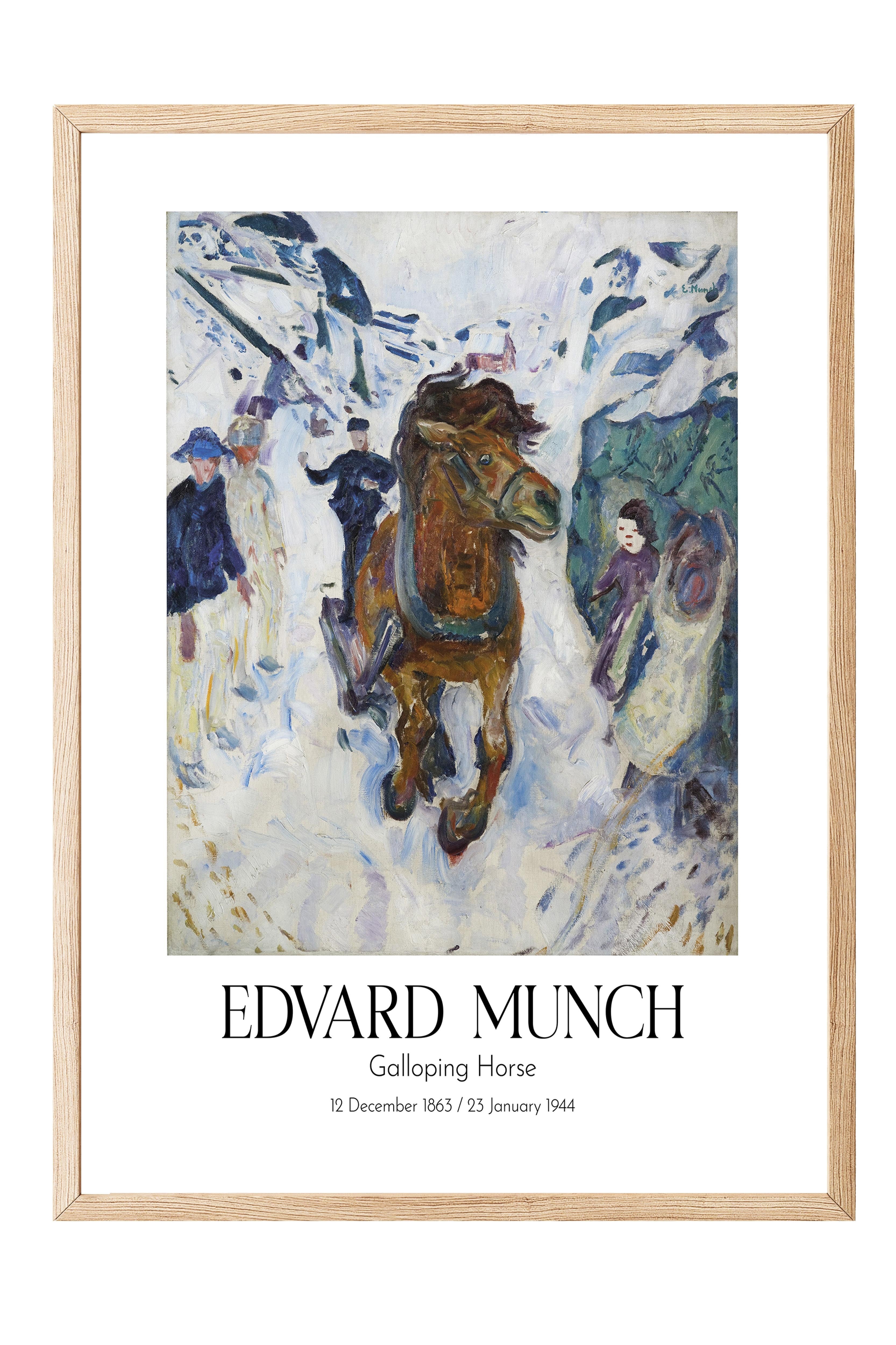 Edvard Munch - Galloping Horse, Ahşap Çerçeveli Tablo, Sanat Serisi NO:111711