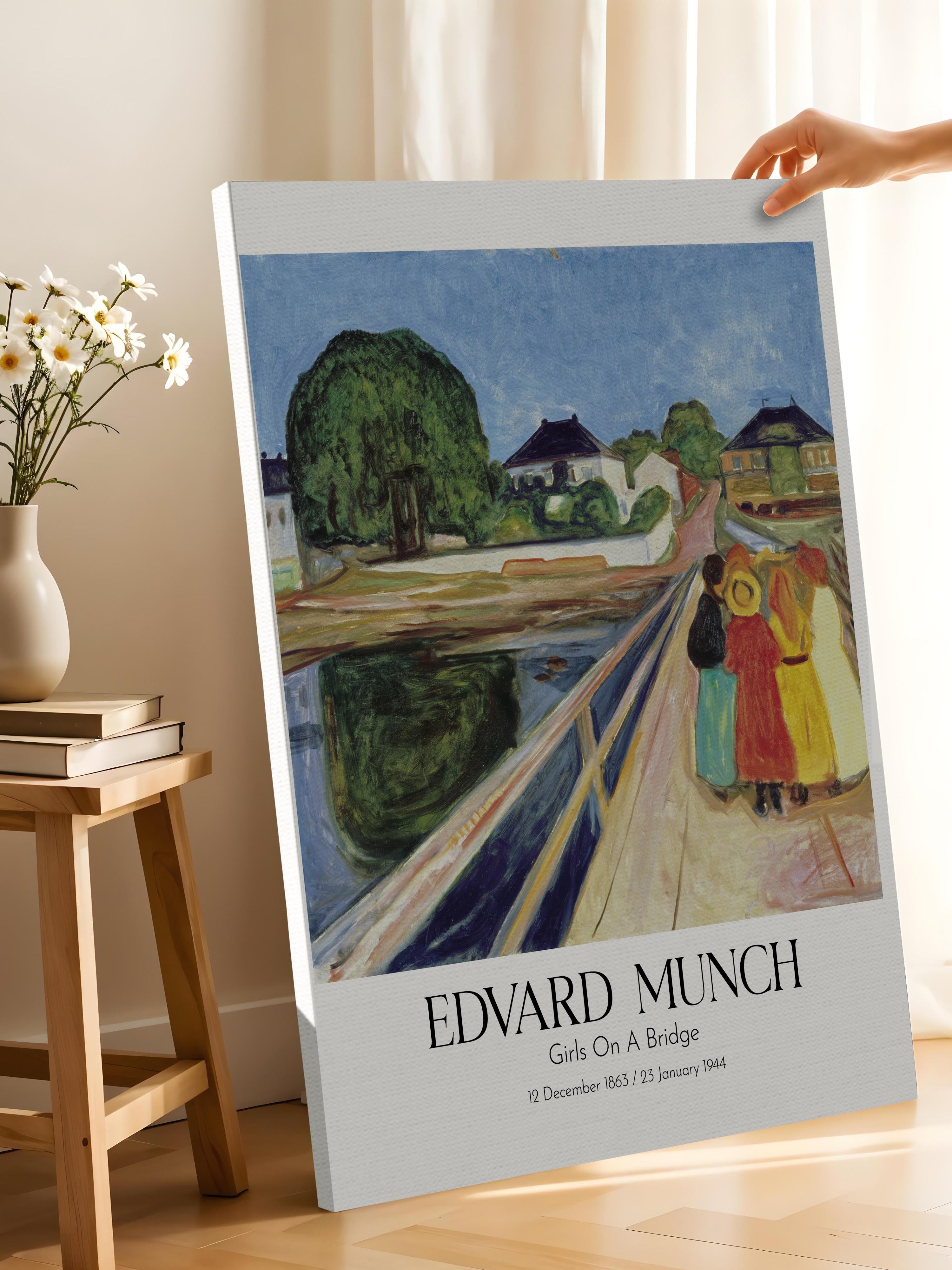 Edvard Munch - Girls On A Bridge, Kanvas Tablo, Sanat Serisi NO:111712