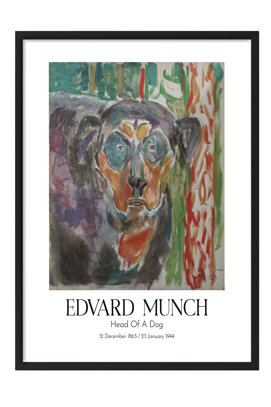 Edvard Munch - Head Of A Dog, Siyah Çerçeveli Tablo, Sanat Serisi NO:111713