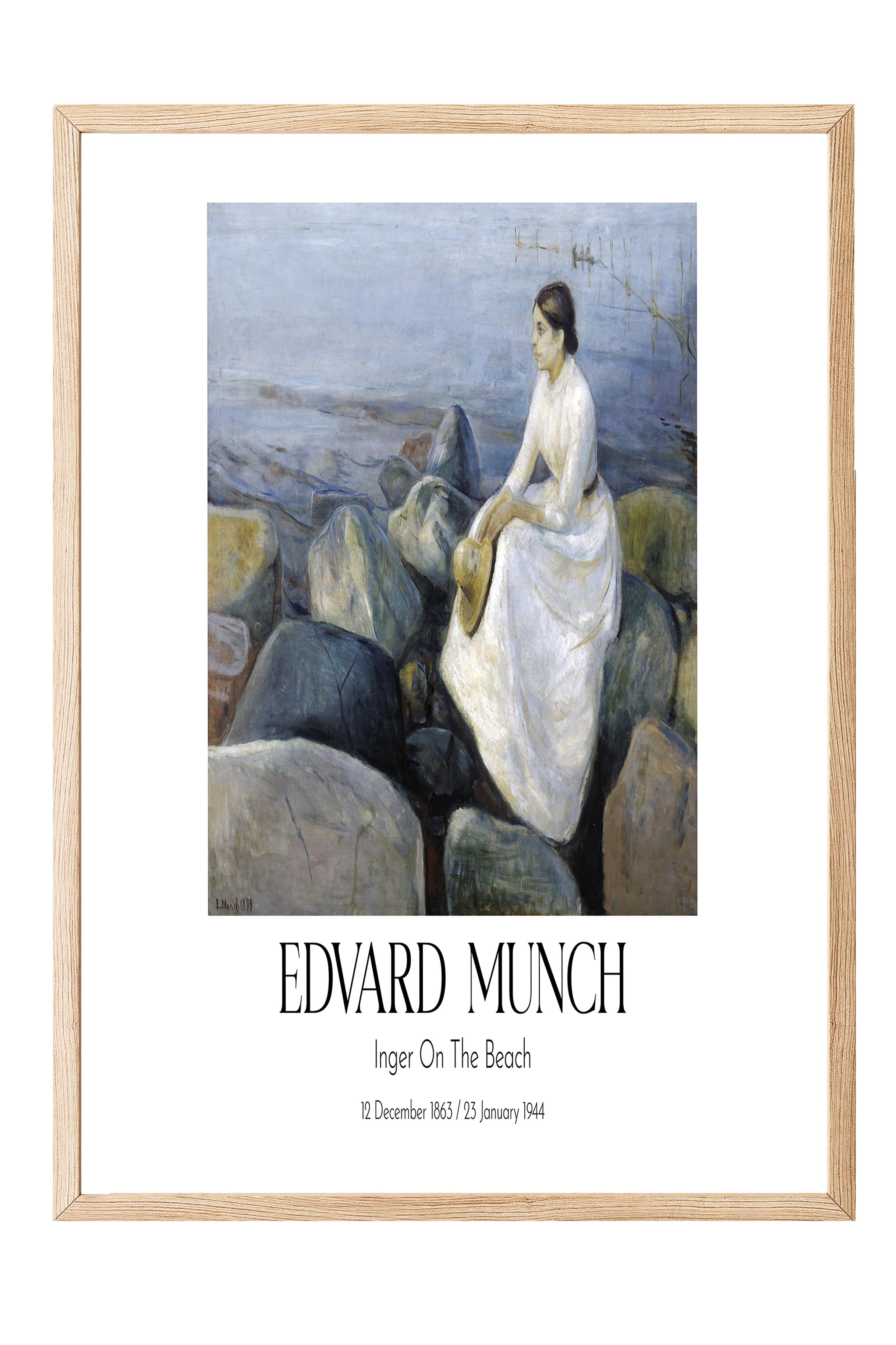 Edvard Munch - Inger On The Beach, Ahşap Çerçeveli Tablo, Sanat Serisi NO:111740