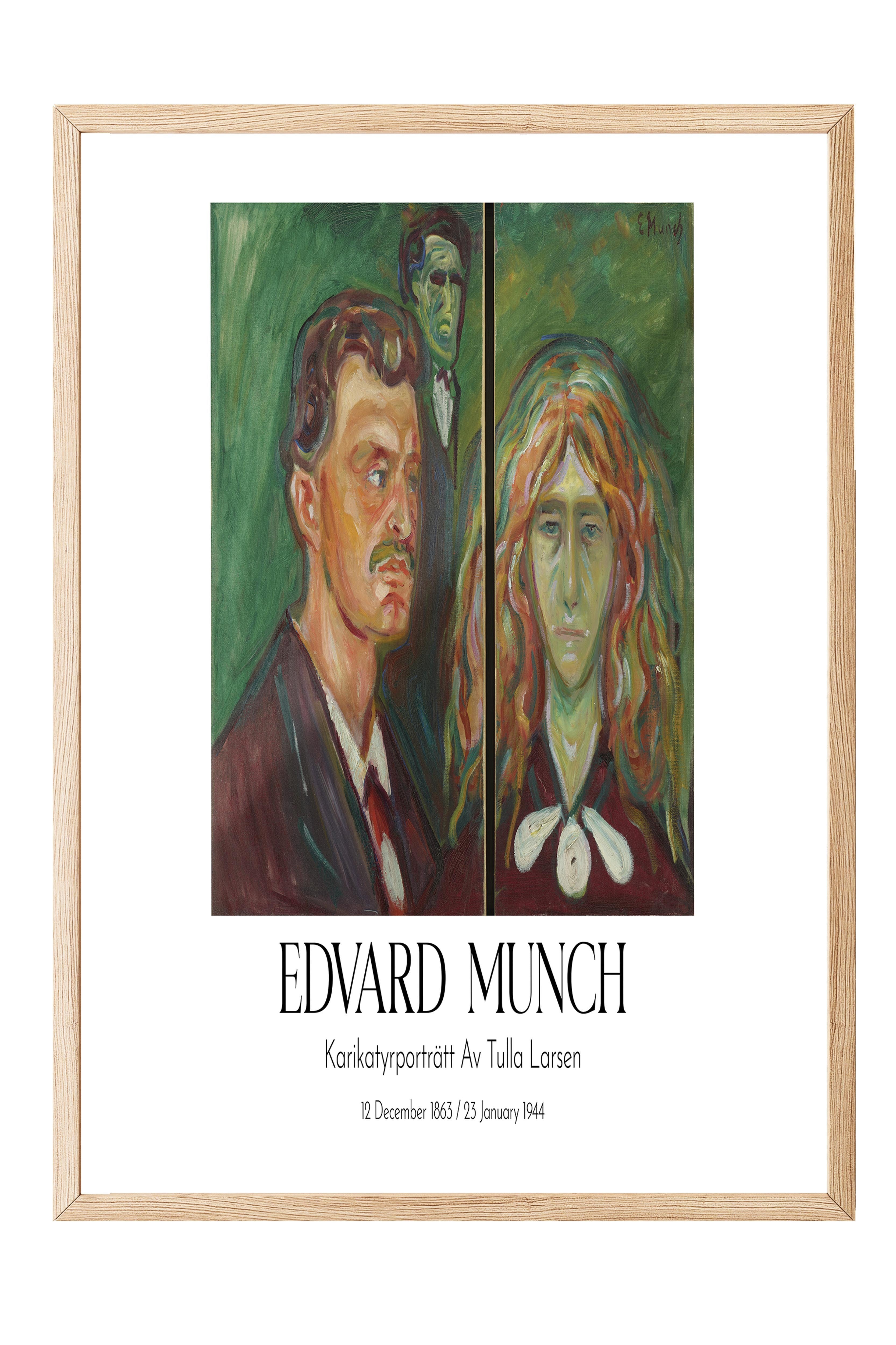 Edvard Munch - Karikatyrporträtt Av Tulla Larsen, Ahşap Çerçeveli Tablo, Sanat Serisi NO:111741
