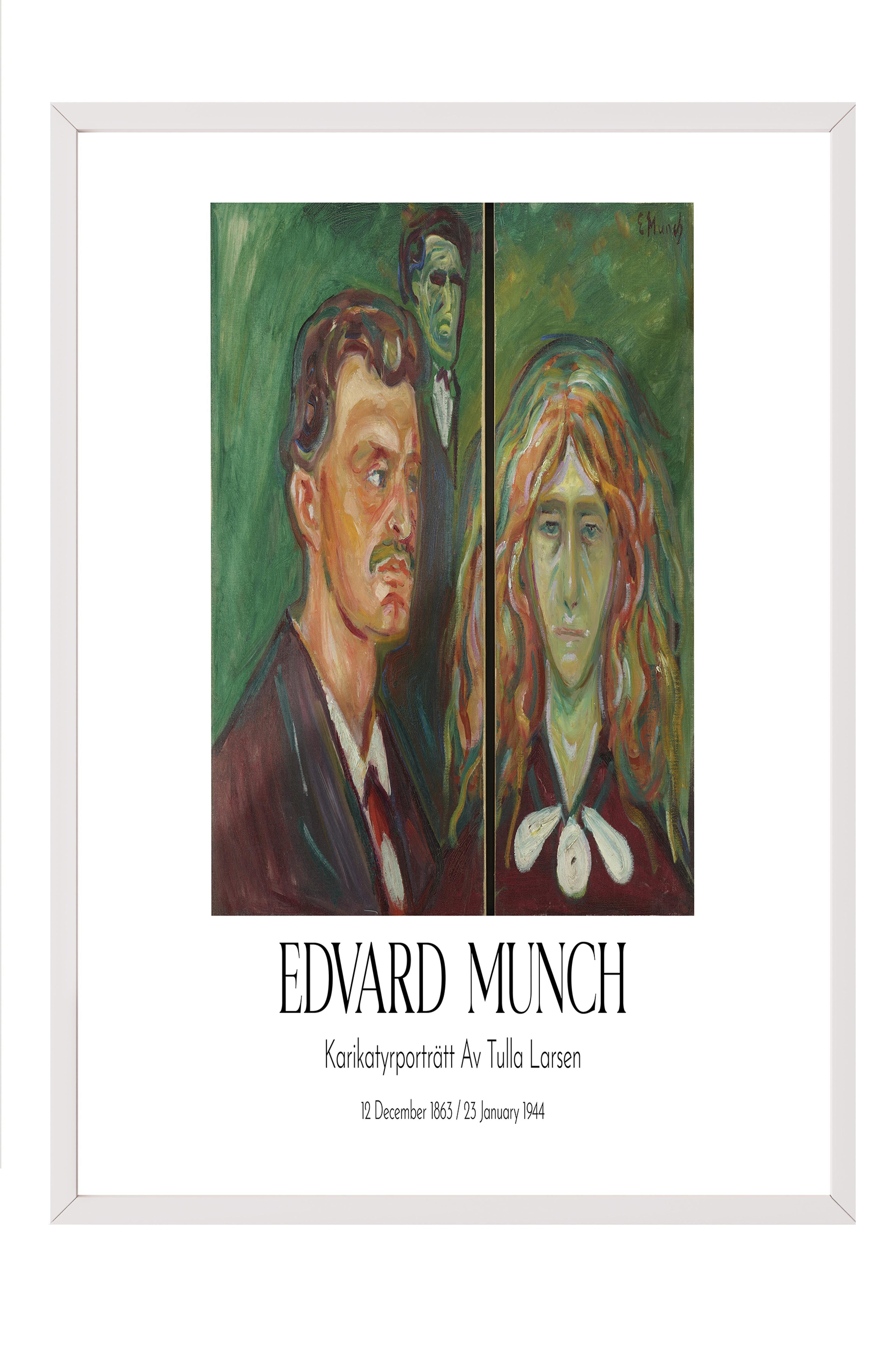 Edvard Munch - Karikatyrporträtt Av Tulla Larsen, Beyaz Çerçeveli Tablo, Sanat Serisi NO:111741