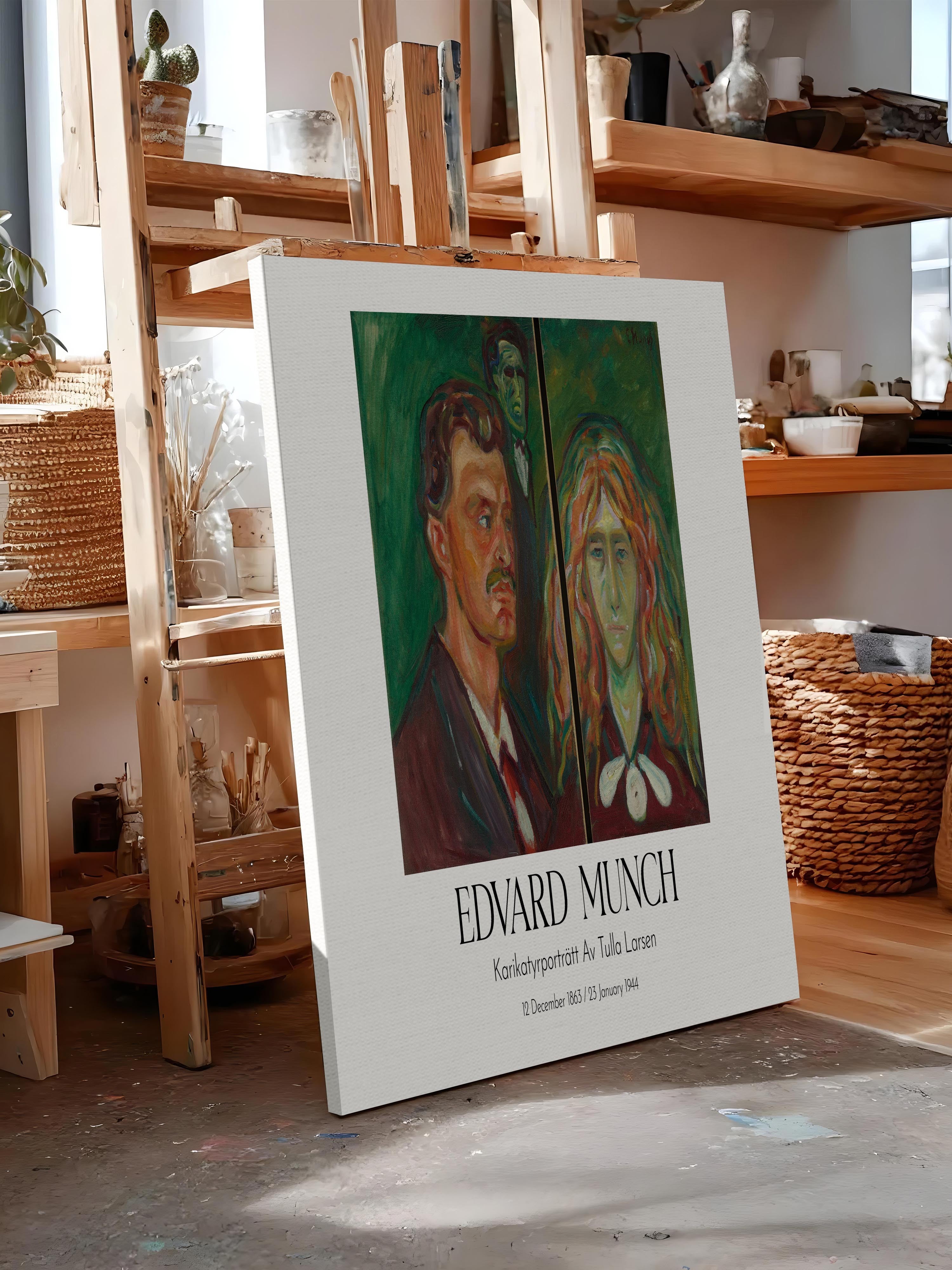 Edvard Munch - Karikatyrporträtt Av Tulla Larsen, Kanvas Tablo, Sanat Serisi NO:111741