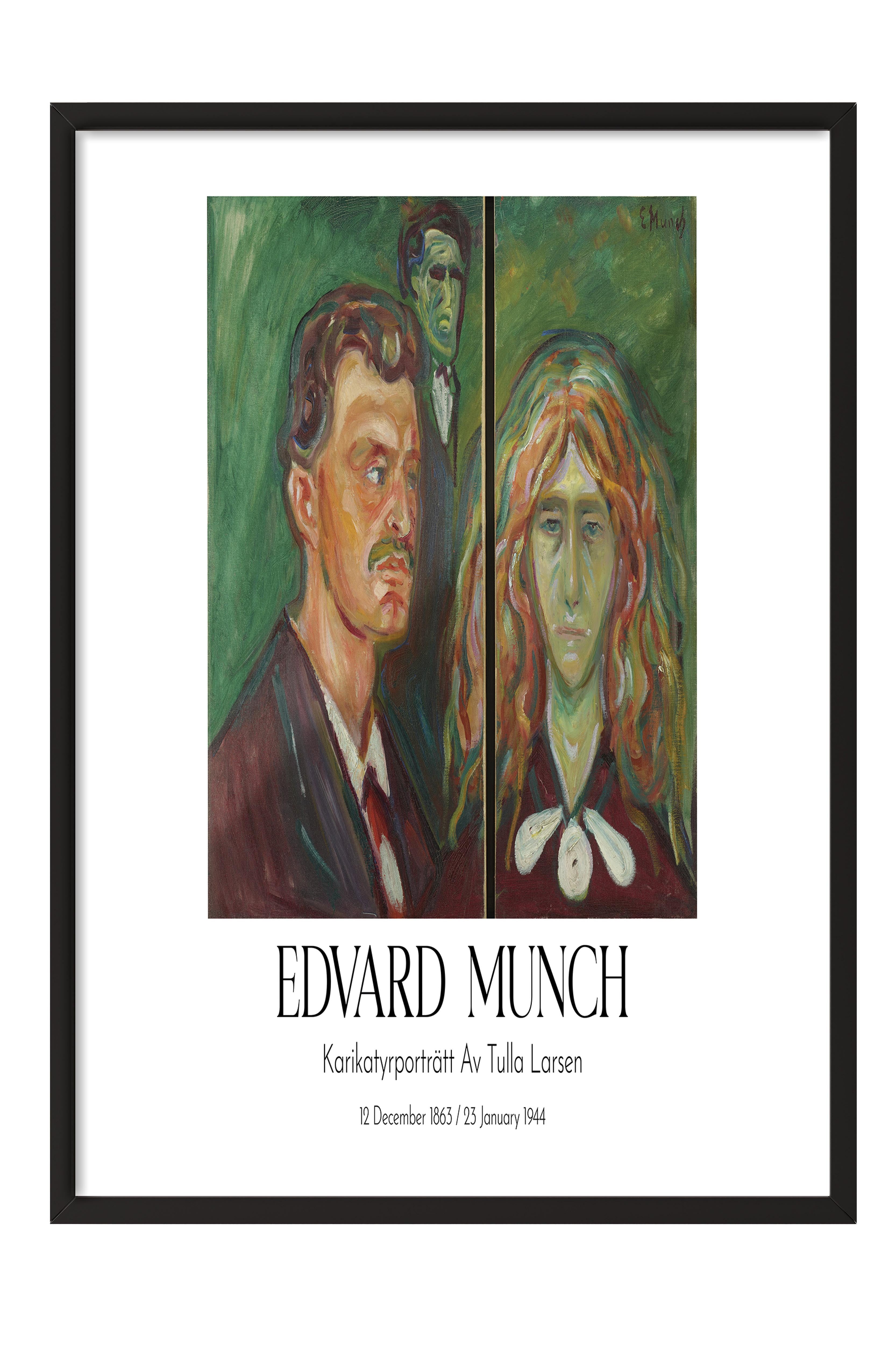 Edvard Munch - Karikatyrporträtt Av Tulla Larsen, Siyah Çerçeveli Tablo, Sanat Serisi NO:111741