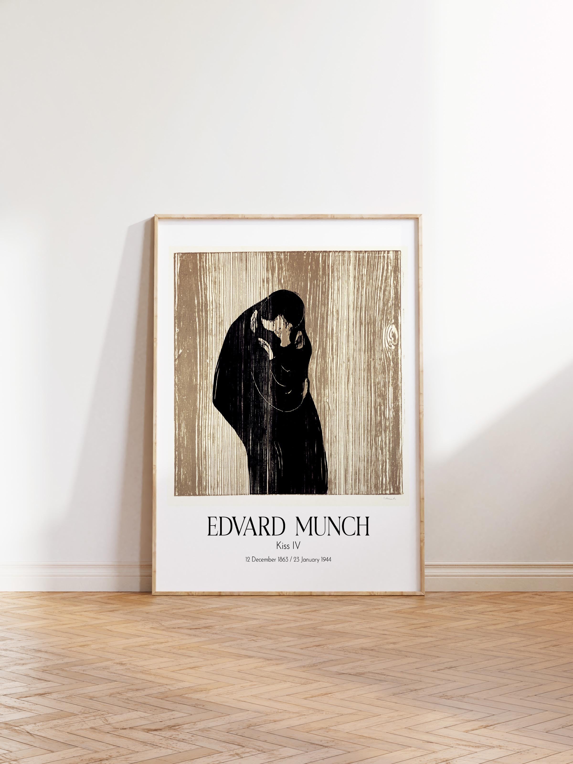 Edvard Munch - Kiss Iv, Ahşap Çerçeveli Tablo, Sanat Serisi NO:111714