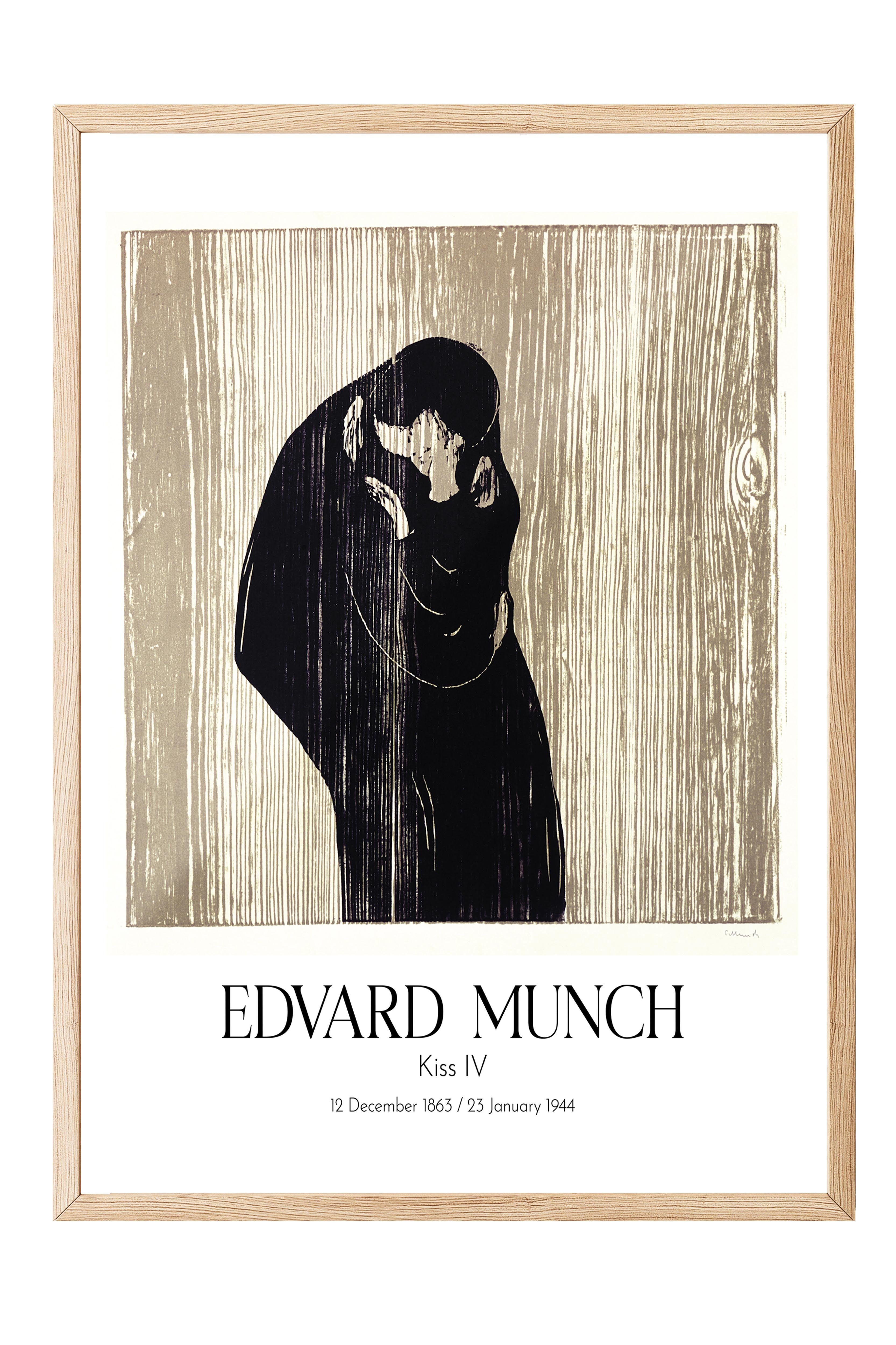 Edvard Munch - Kiss Iv, Ahşap Çerçeveli Tablo, Sanat Serisi NO:111714