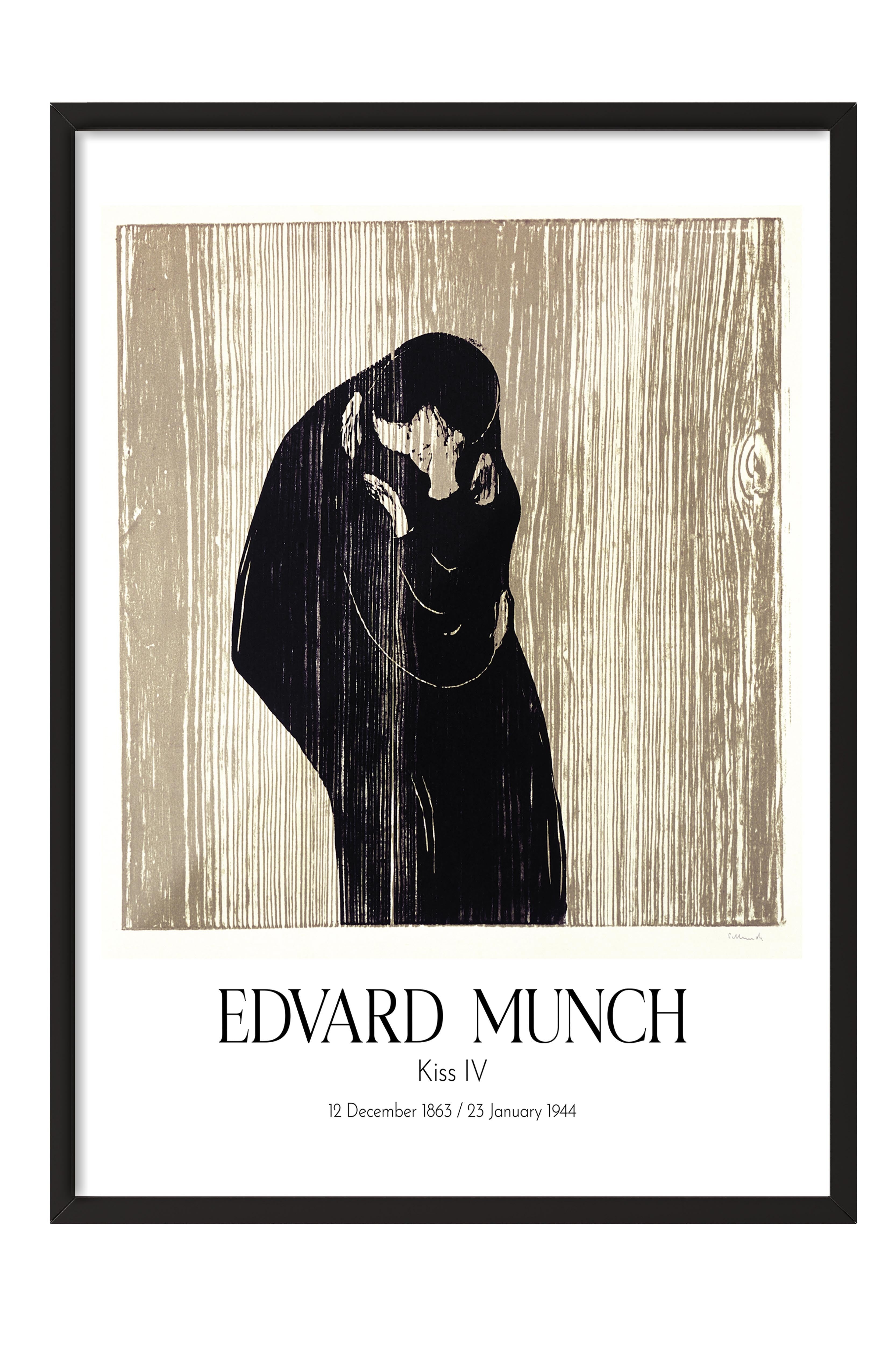 Edvard Munch - Kiss Iv, Siyah Çerçeveli Tablo, Sanat Serisi NO:111714