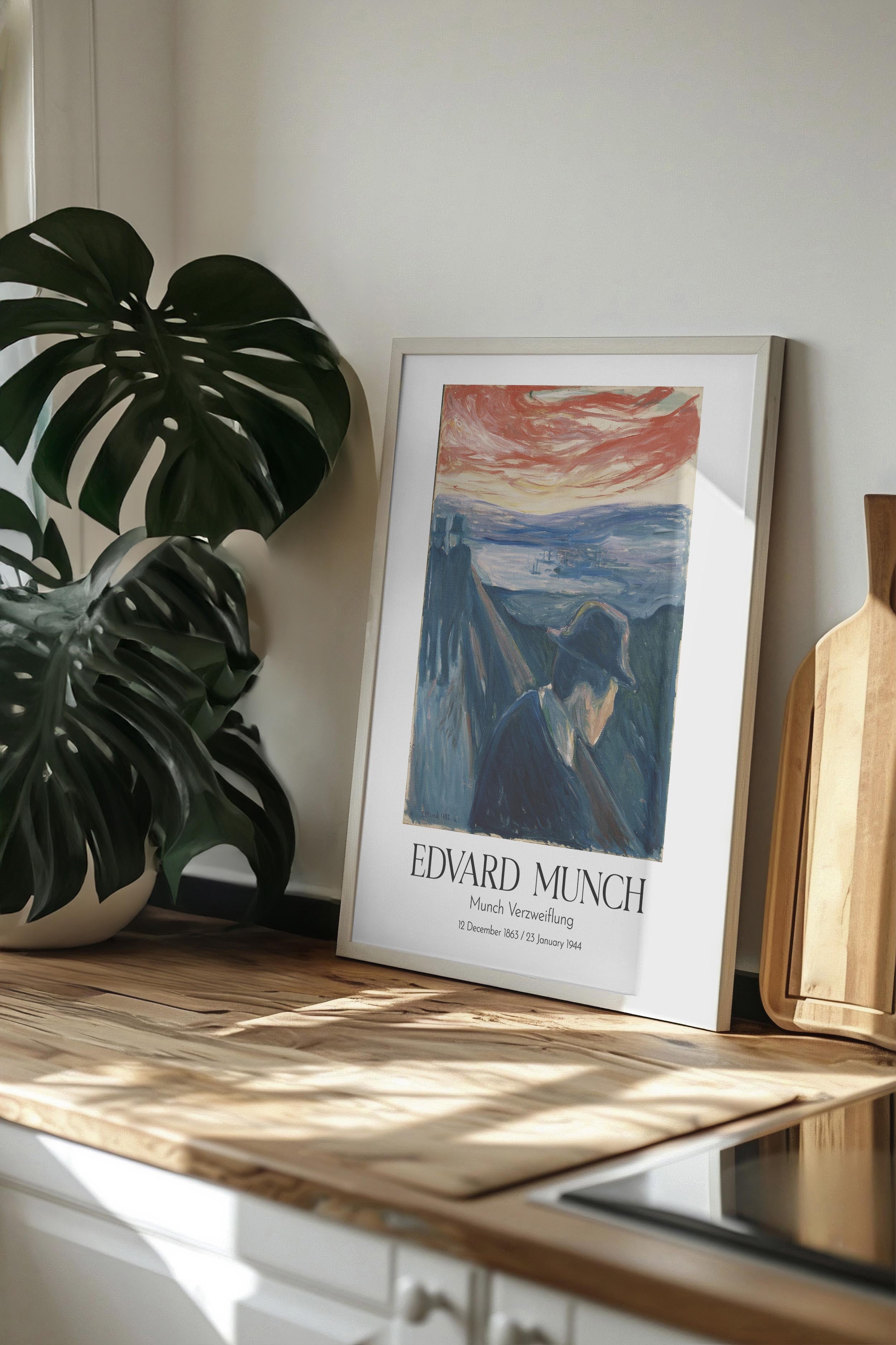 Edvard Munch - Munch Verzweiflung, Beyaz Çerçeveli Tablo, Sanat Serisi NO:111733