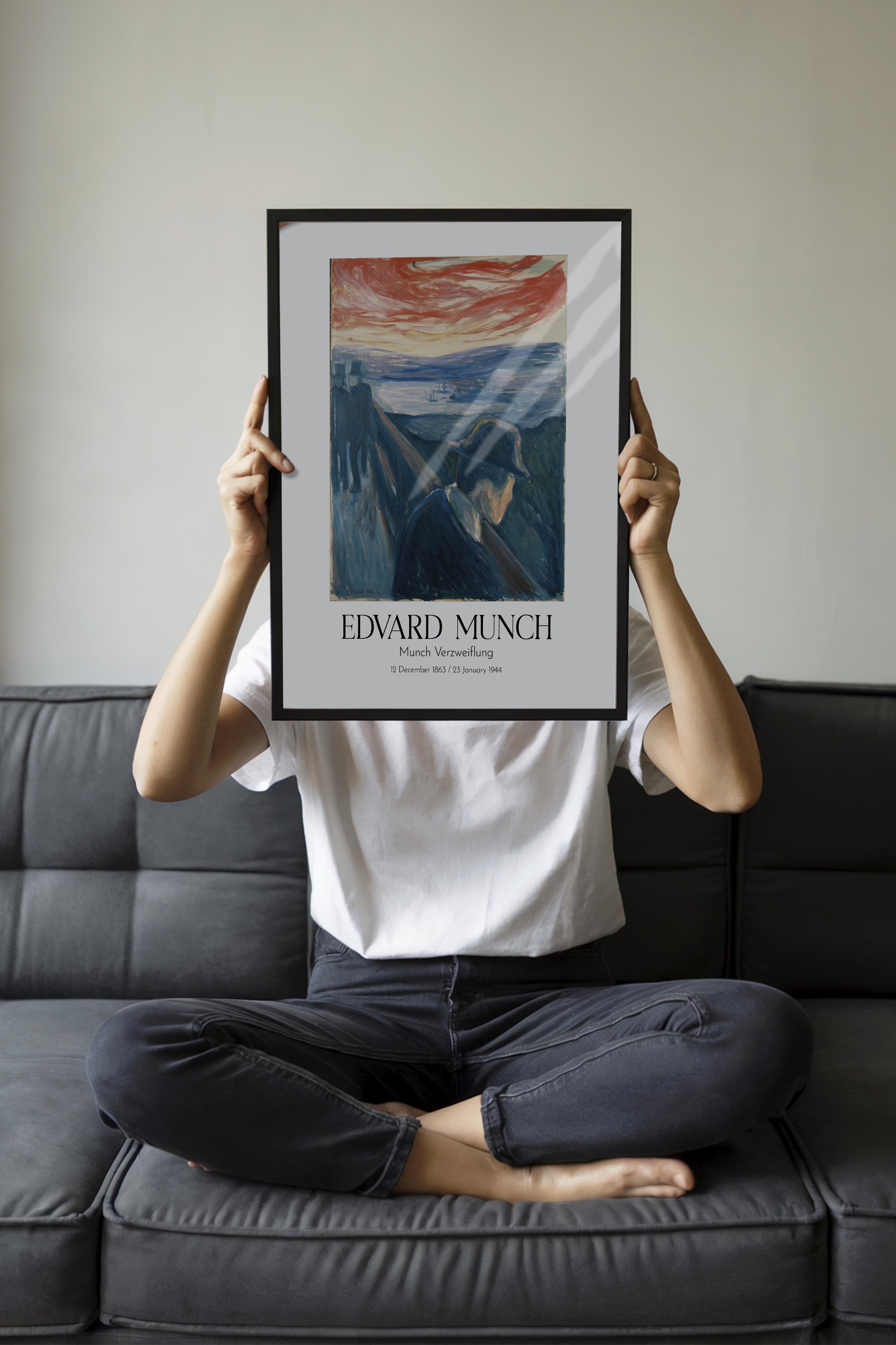 Edvard Munch - Munch Verzweiflung, Siyah Çerçeveli Tablo, Sanat Serisi NO:111733