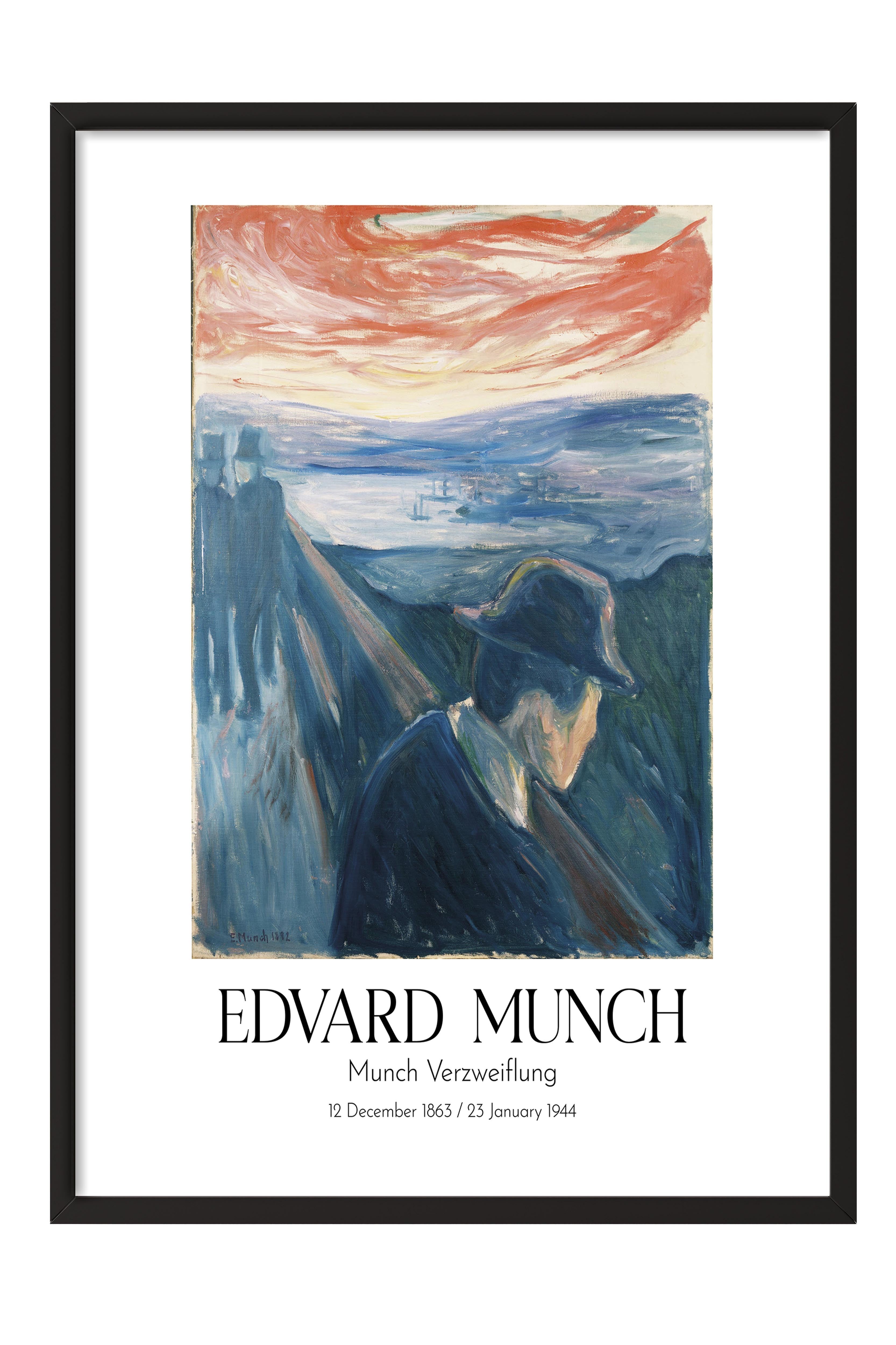 Edvard Munch - Munch Verzweiflung, Siyah Çerçeveli Tablo, Sanat Serisi NO:111733