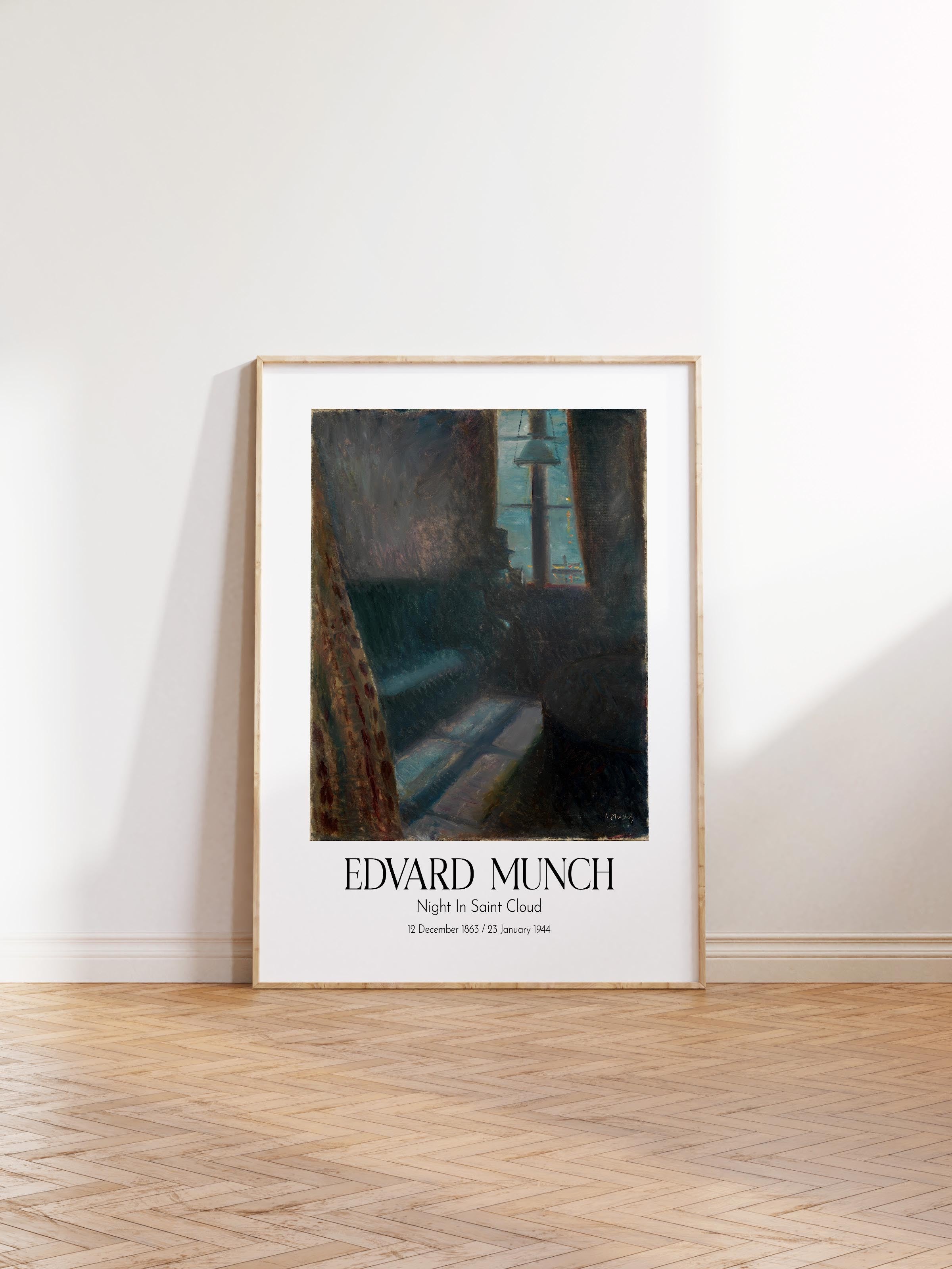 Edvard Munch - Night In Saint Cloud, Ahşap Çerçeveli Tablo, Sanat Serisi NO:111715