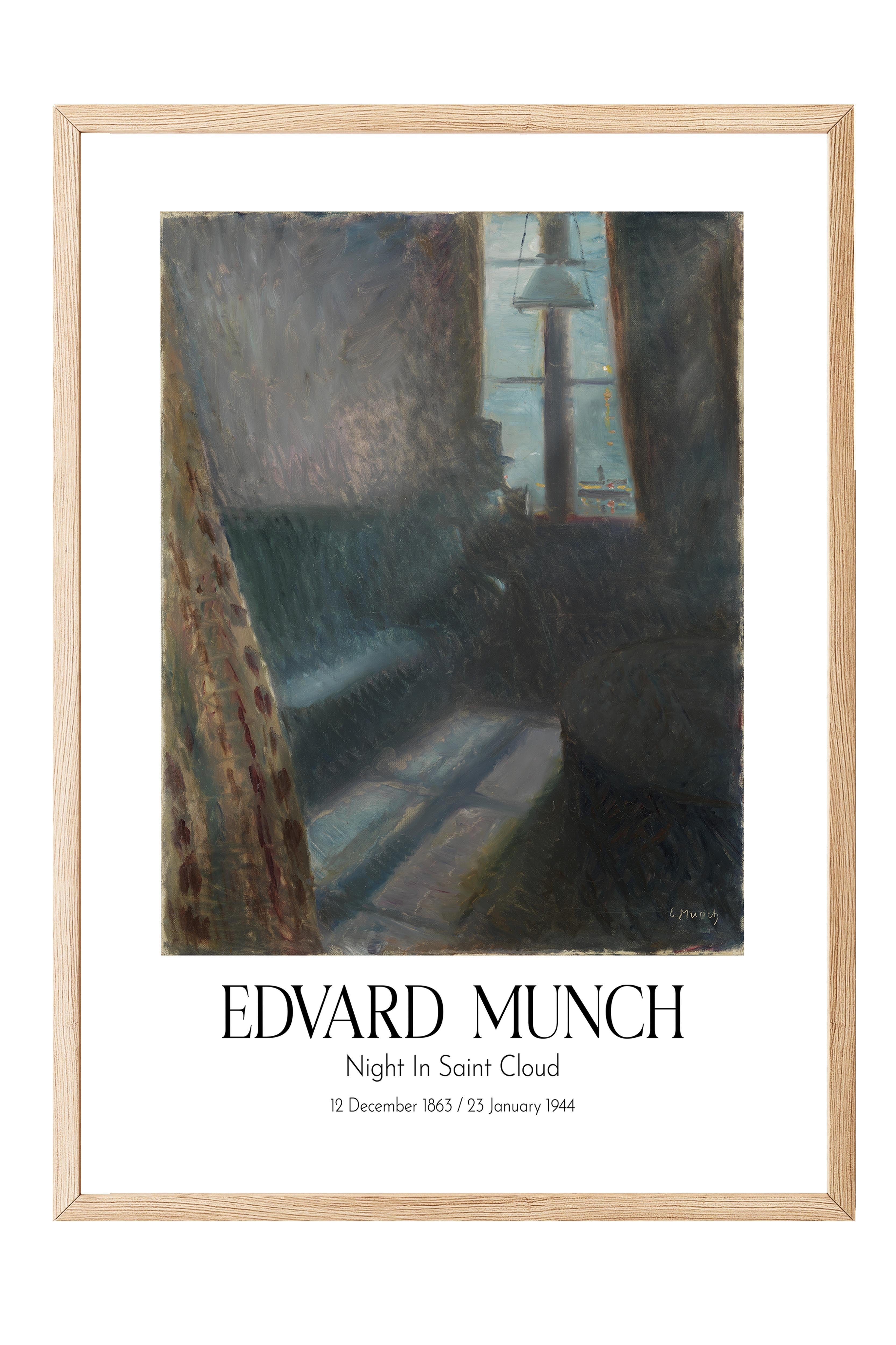 Edvard Munch - Night In Saint Cloud, Ahşap Çerçeveli Tablo, Sanat Serisi NO:111715