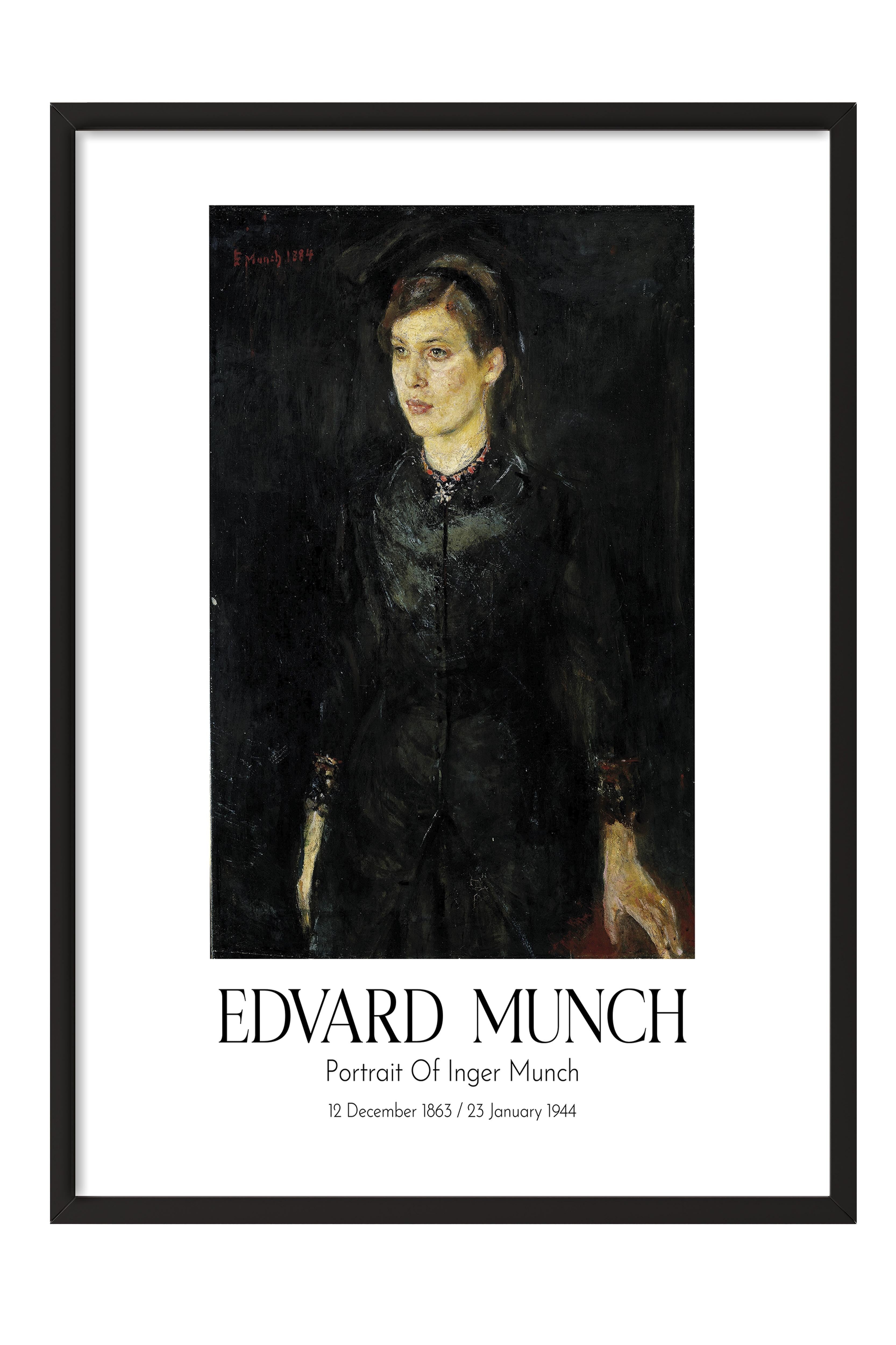Edvard Munch - Portrait Of Inger Munch, Siyah Çerçeveli Tablo, Sanat Serisi NO:111716