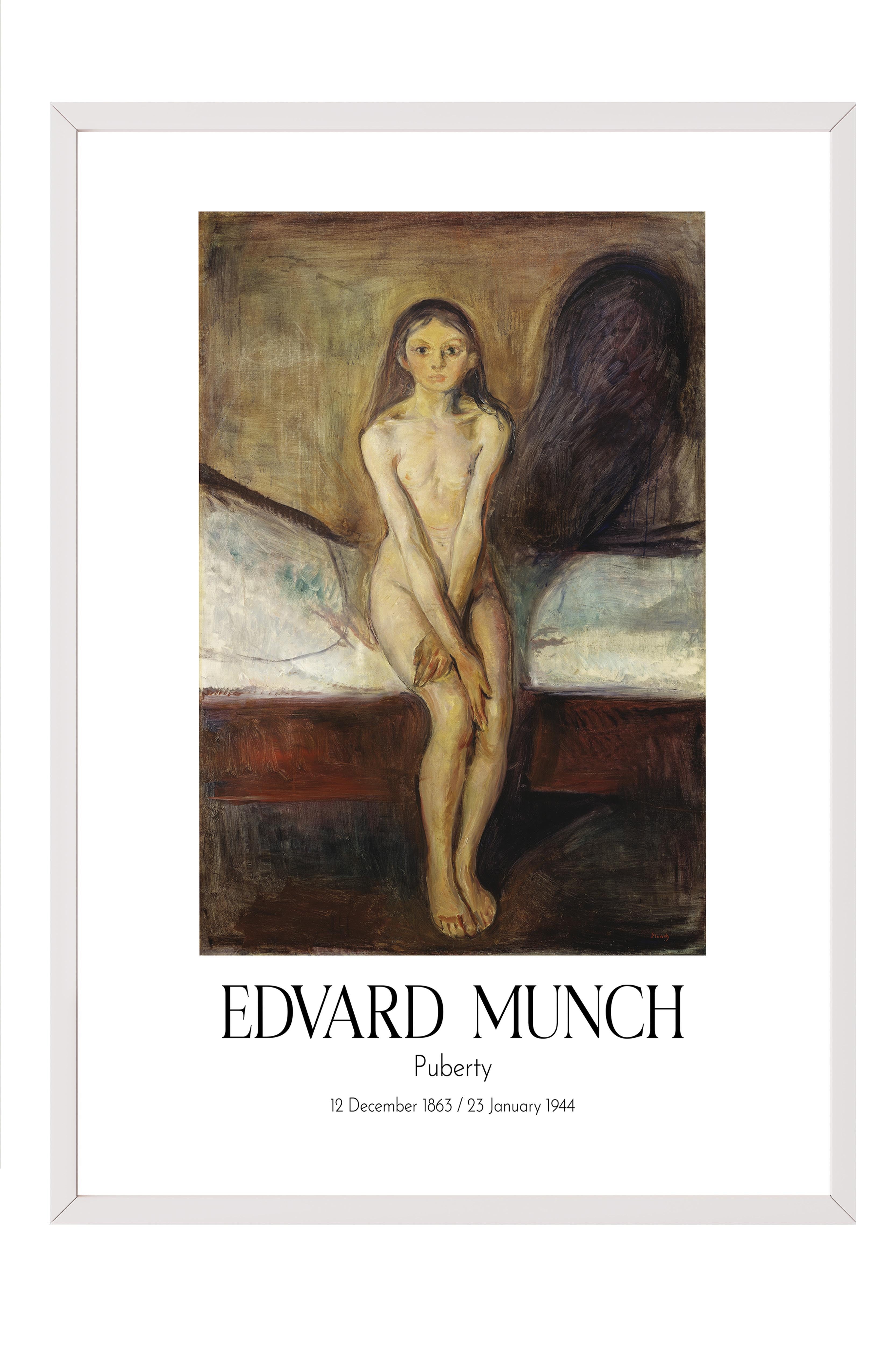 Edvard Munch - Puberty, Beyaz Çerçeveli Tablo, Sanat Serisi NO:111717