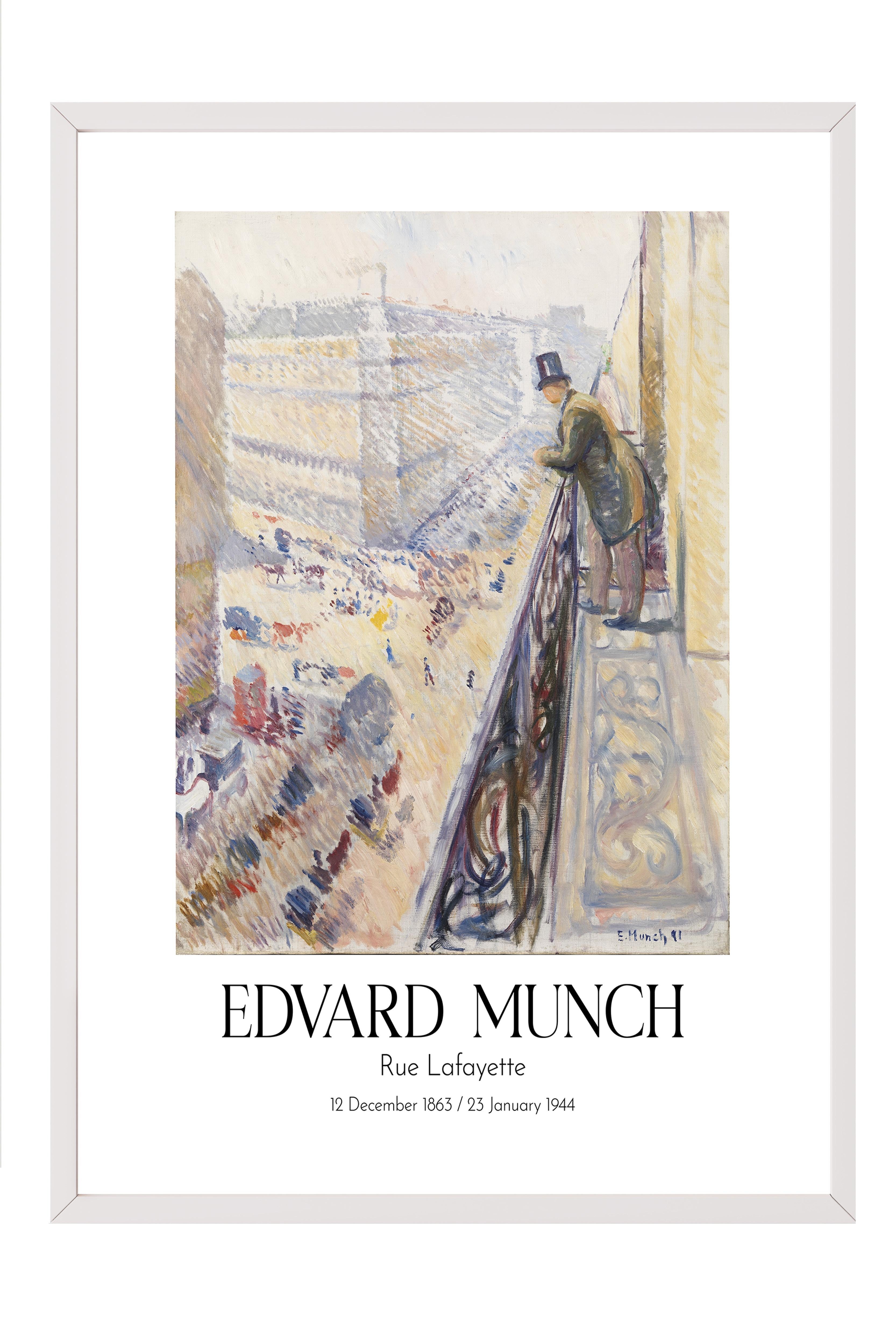 Edvard Munch - Rue Lafayette, Beyaz Çerçeveli Tablo, Sanat Serisi NO:111718