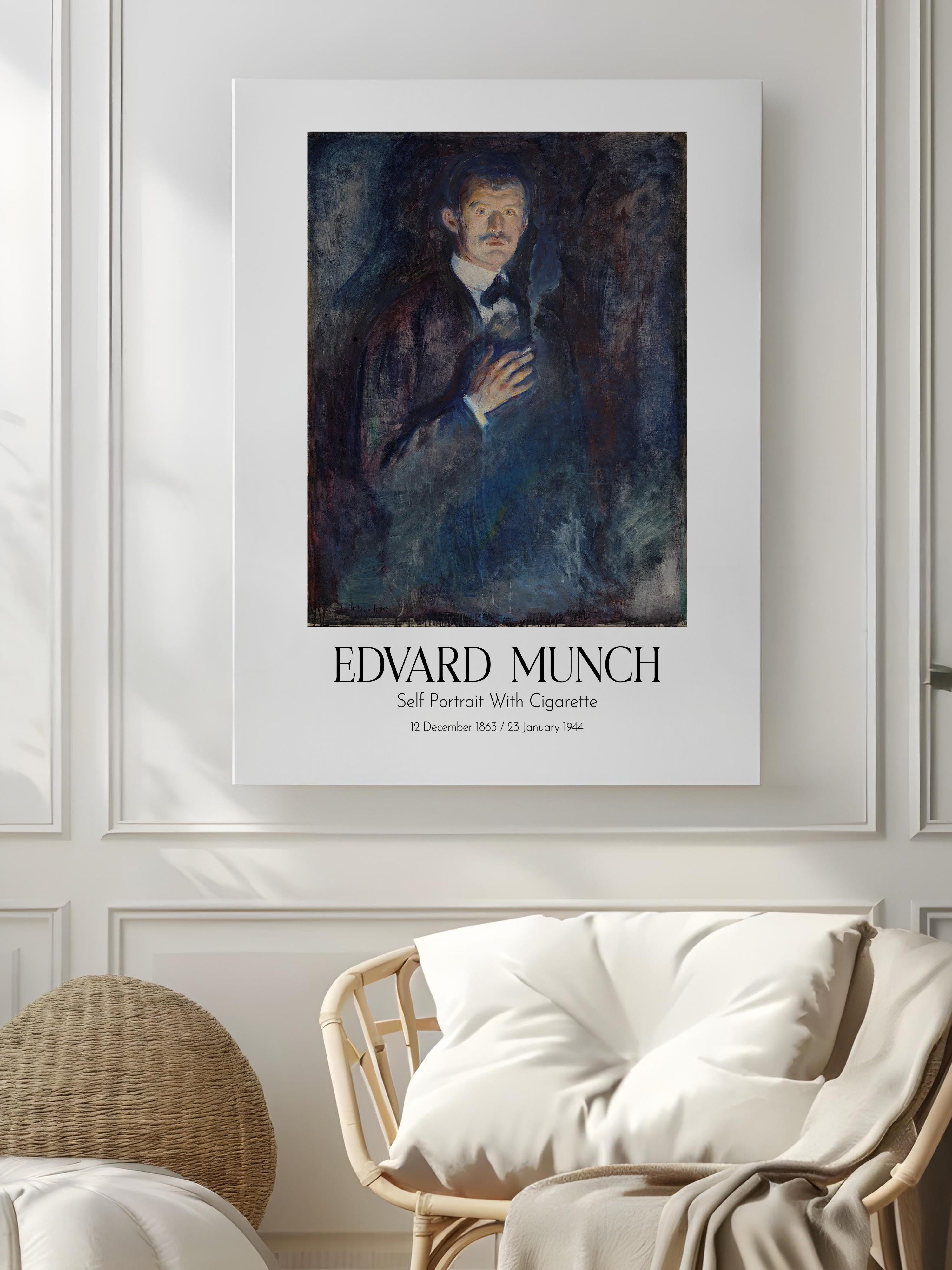 Edvard Munch - Self Portrait With Cigarette, Kanvas Tablo, Sanat Serisi NO:111720