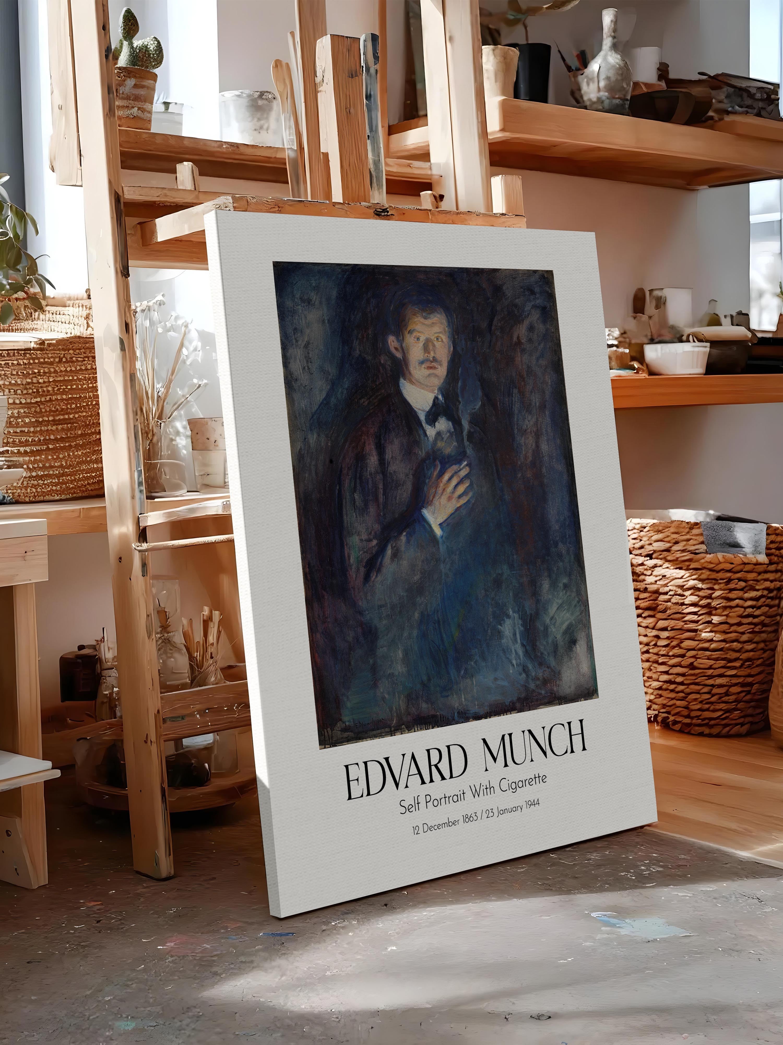 Edvard Munch - Self Portrait With Cigarette, Kanvas Tablo, Sanat Serisi NO:111720