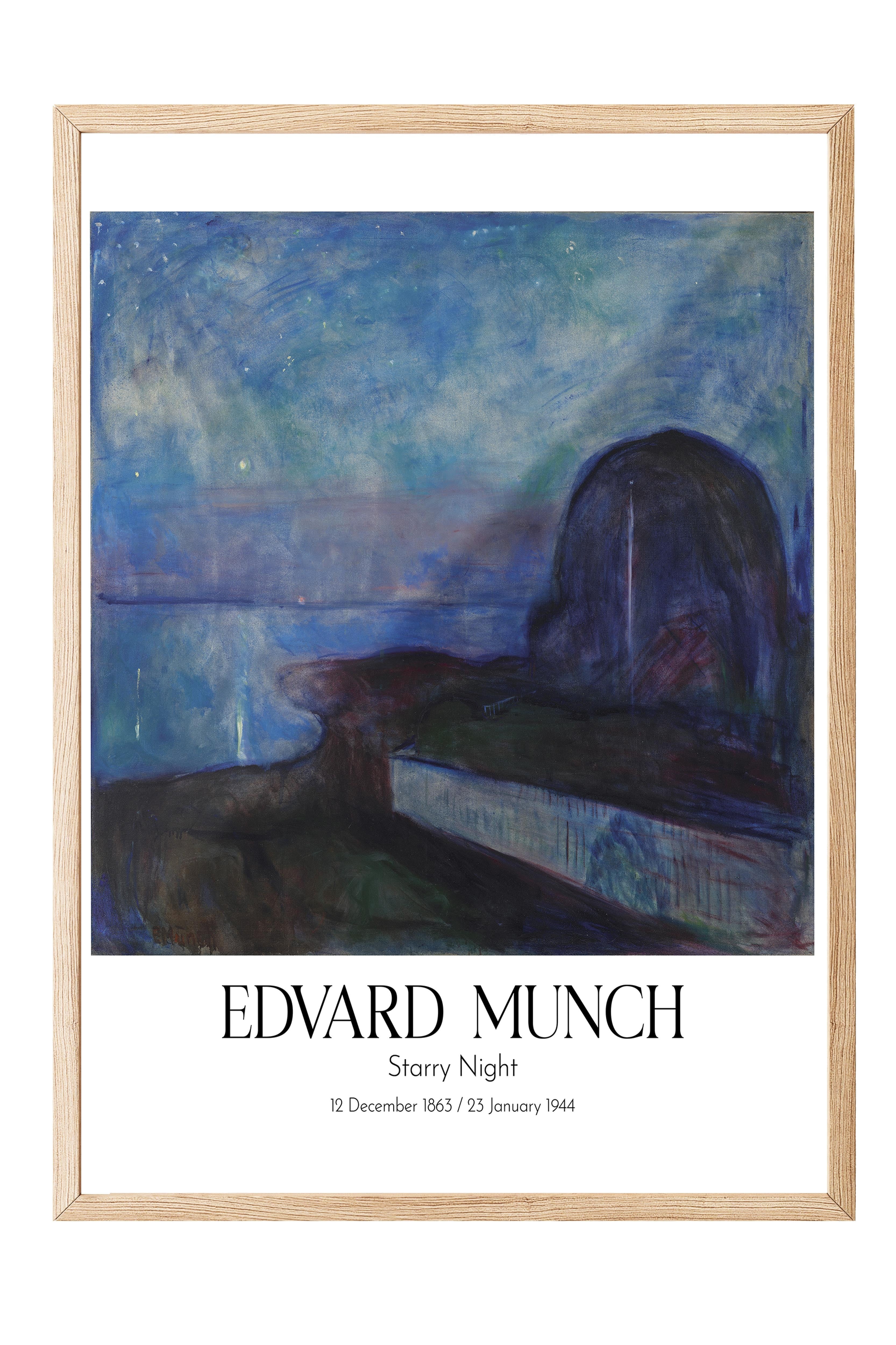 Edvard Munch - Starry Night, Ahşap Çerçeveli Tablo, Sanat Serisi NO:111722