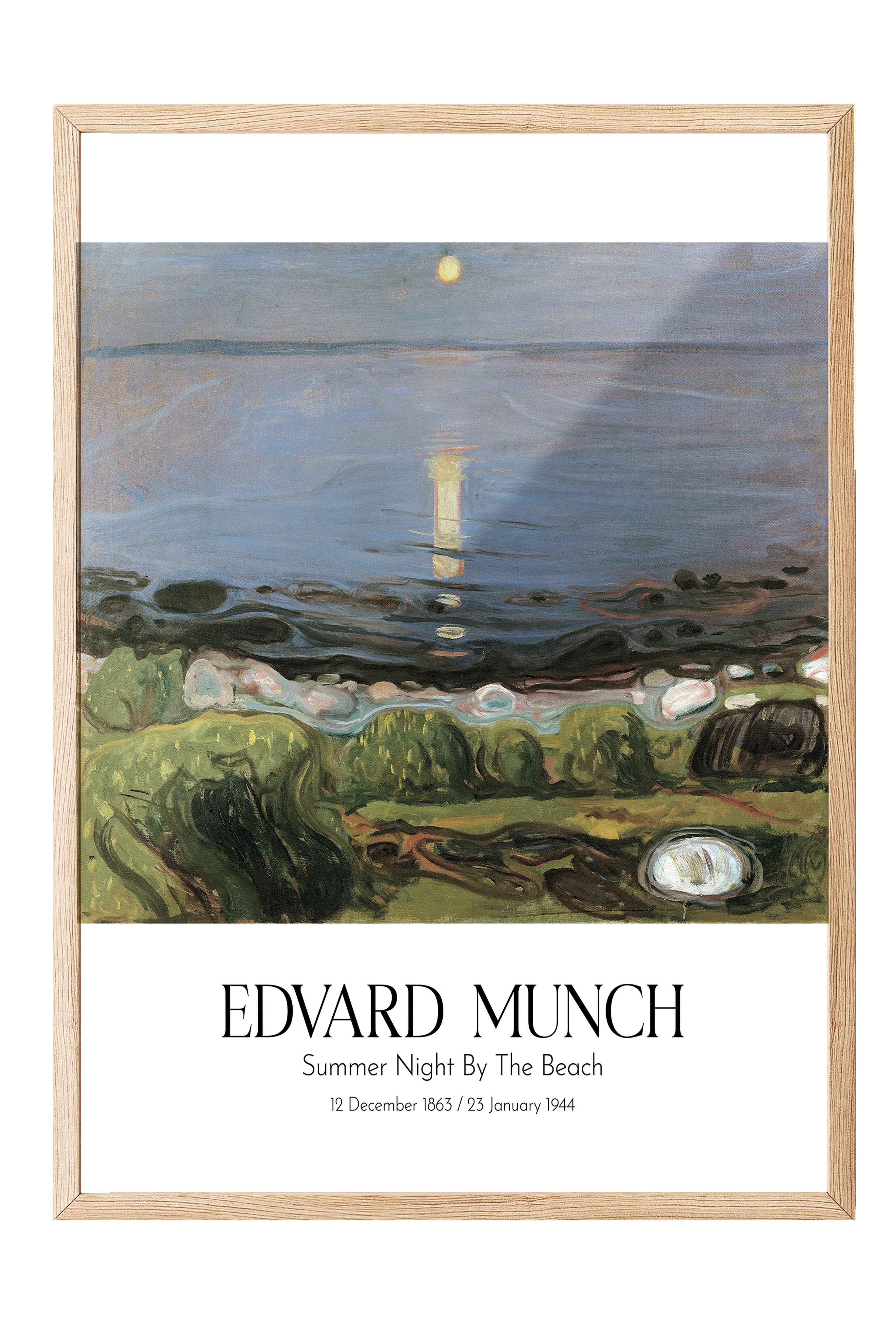 Edvard Munch - Summer Night By The Beach, Ahşap Çerçeveli Tablo, Sanat Serisi NO:111723