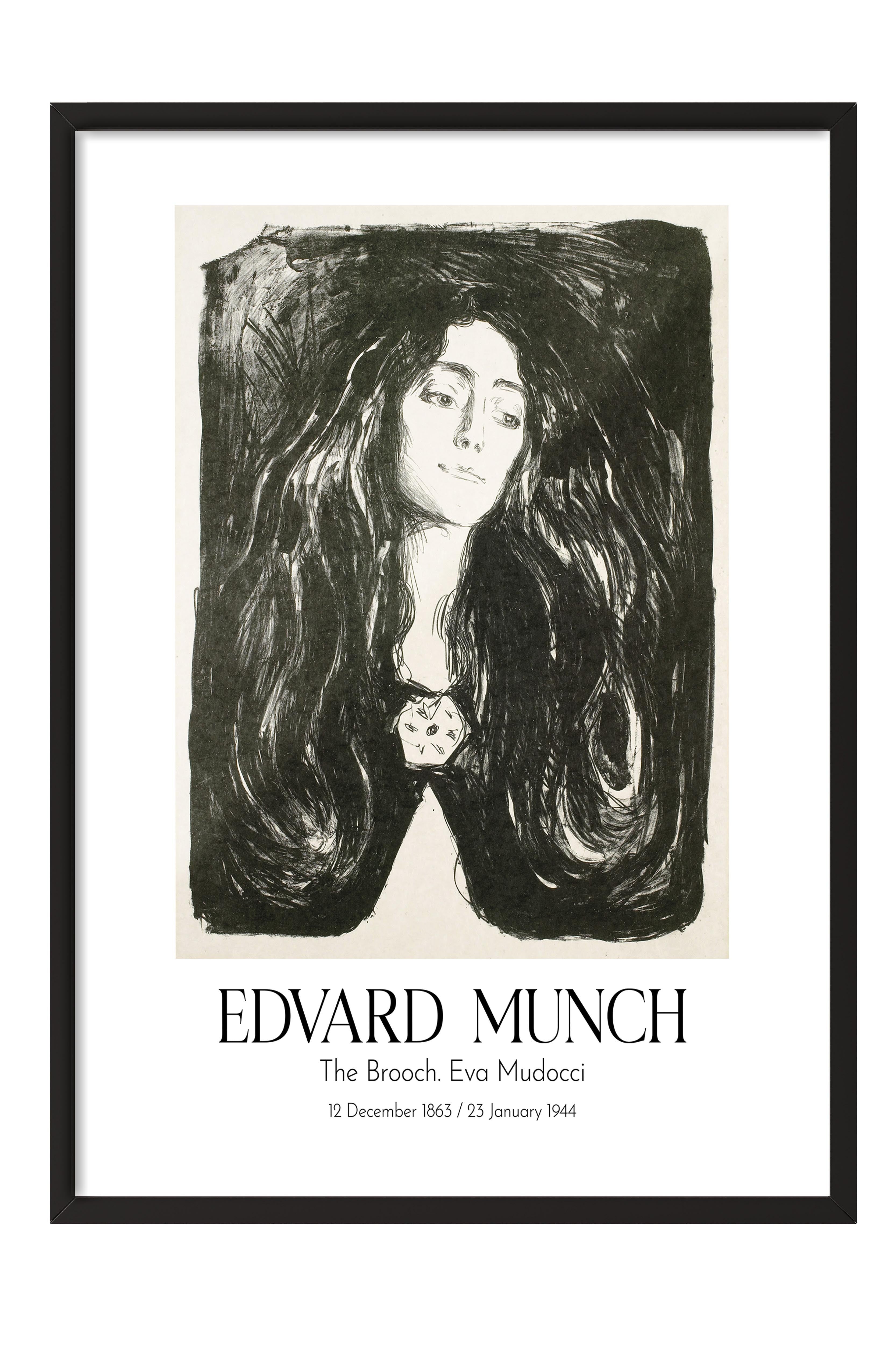 Edvard Munch - The Brooch. Eva Mudocci, Siyah Çerçeveli Tablo, Sanat Serisi NO:111724