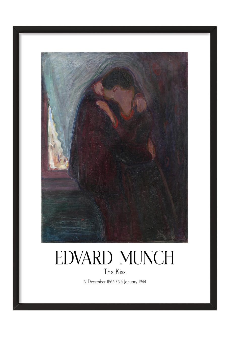 Edvard Munch - The Kiss, Siyah Çerçeveli Tablo, Sanat Serisi NO:111727