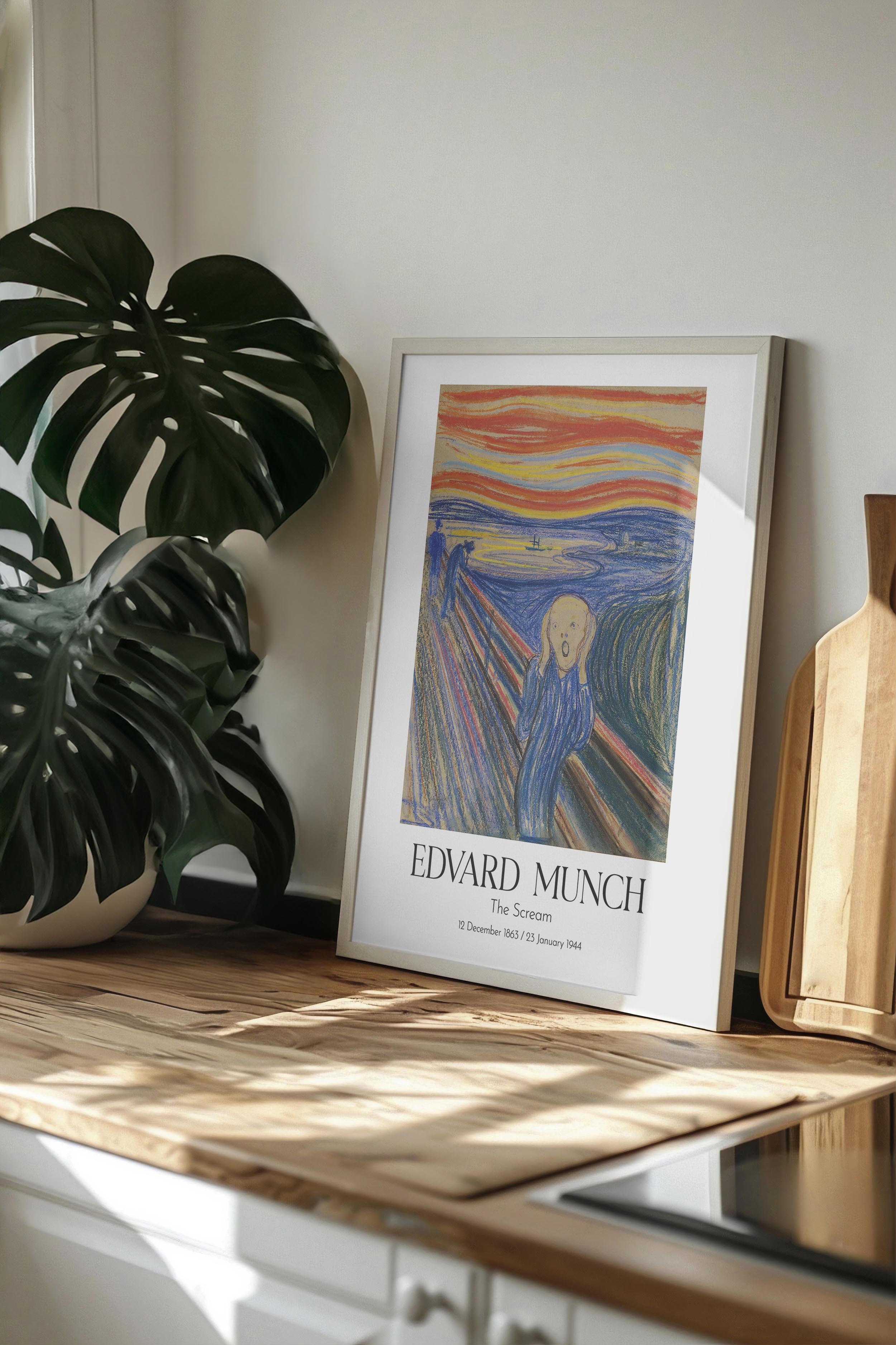 Edvard Munch - The Scream, Beyaz Çerçeveli Tablo, Sanat Serisi NO:111728